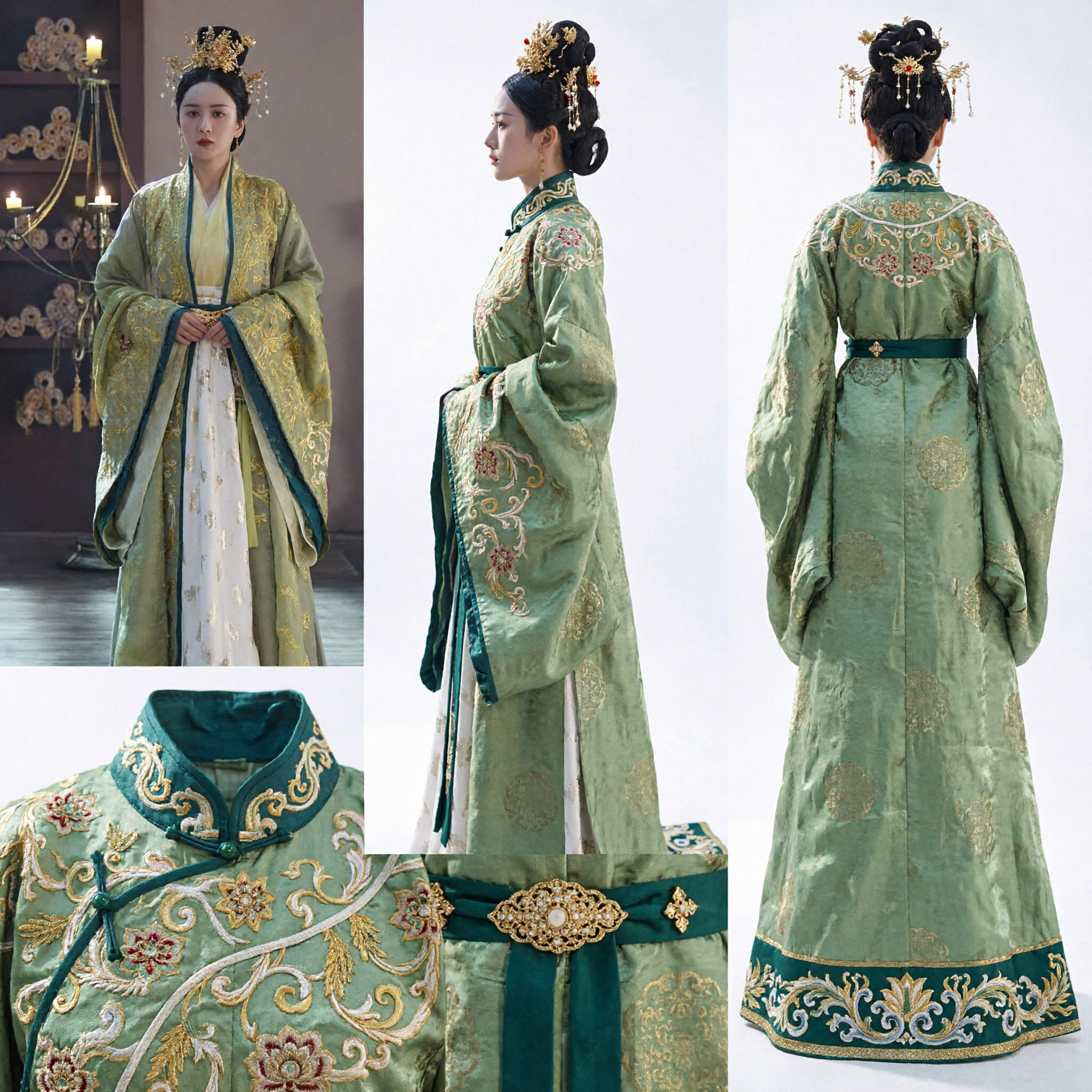 Elegant Green Chinese Hanfu Traditional Costume for Women Ancient Palace Princess Embroidered Dress for Cosplay - Asian Costume