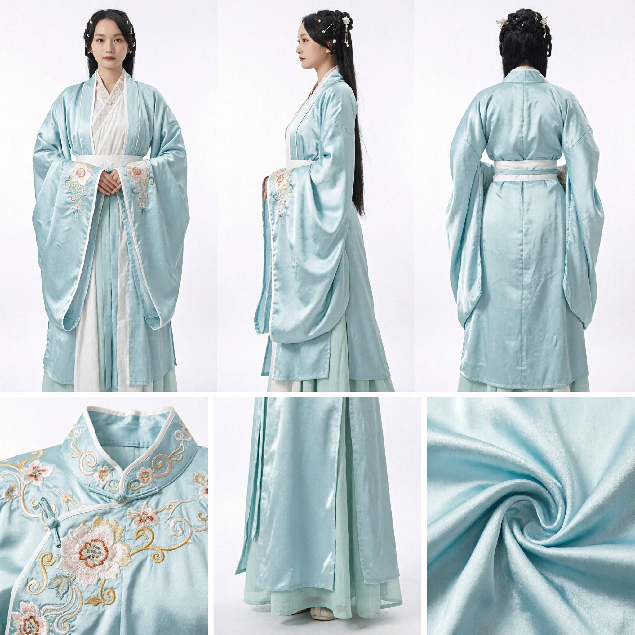 Elegant Pale Green Traditional Chinese Hanfu Ancient Fairy Costume Complete Set for Women Historical Cosplay - Asian Costume