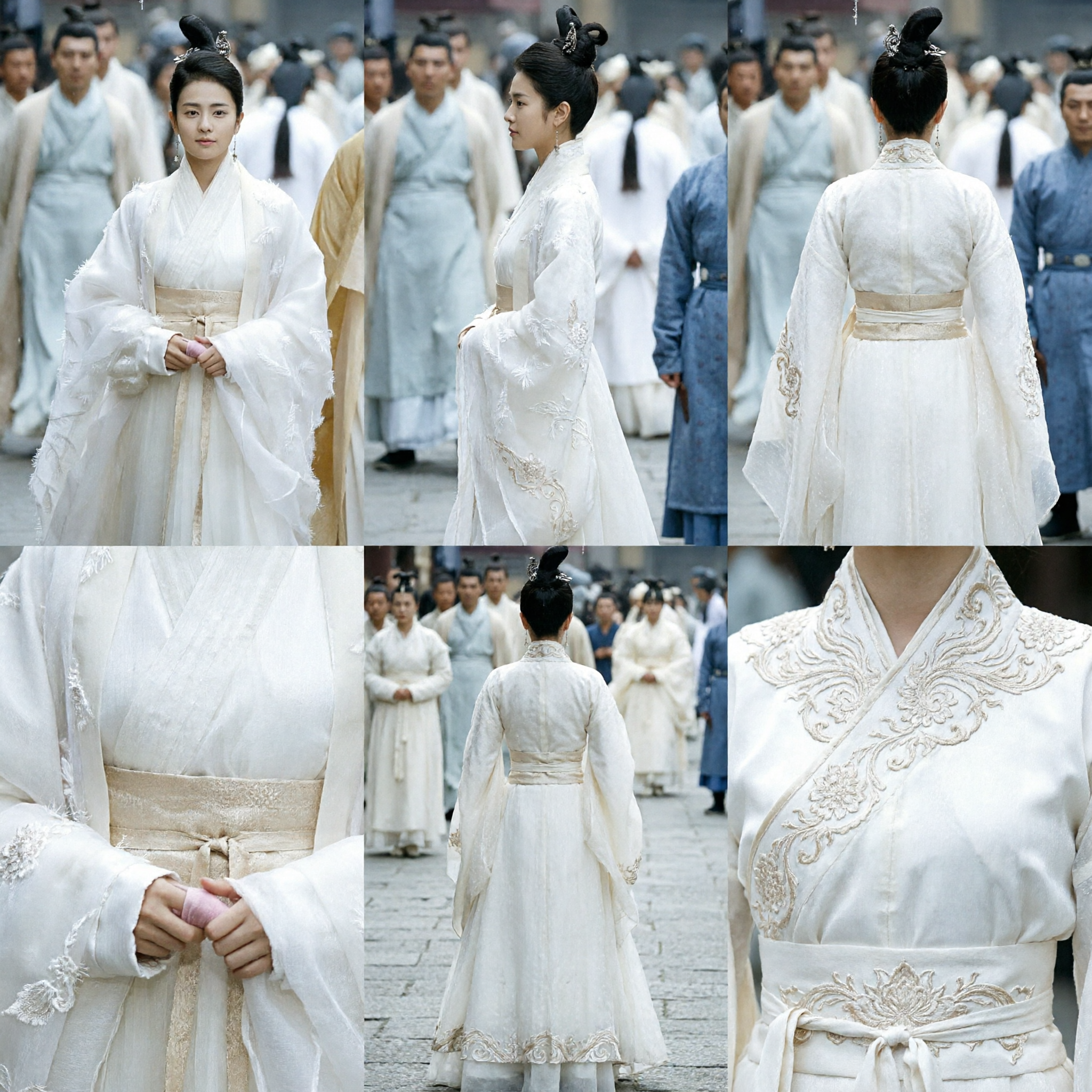 Elegant White Hanfu Ancient Chinese Traditional Costume Wide Sleeve Robe for Women Historical Cosplay Performance - Asian Costume