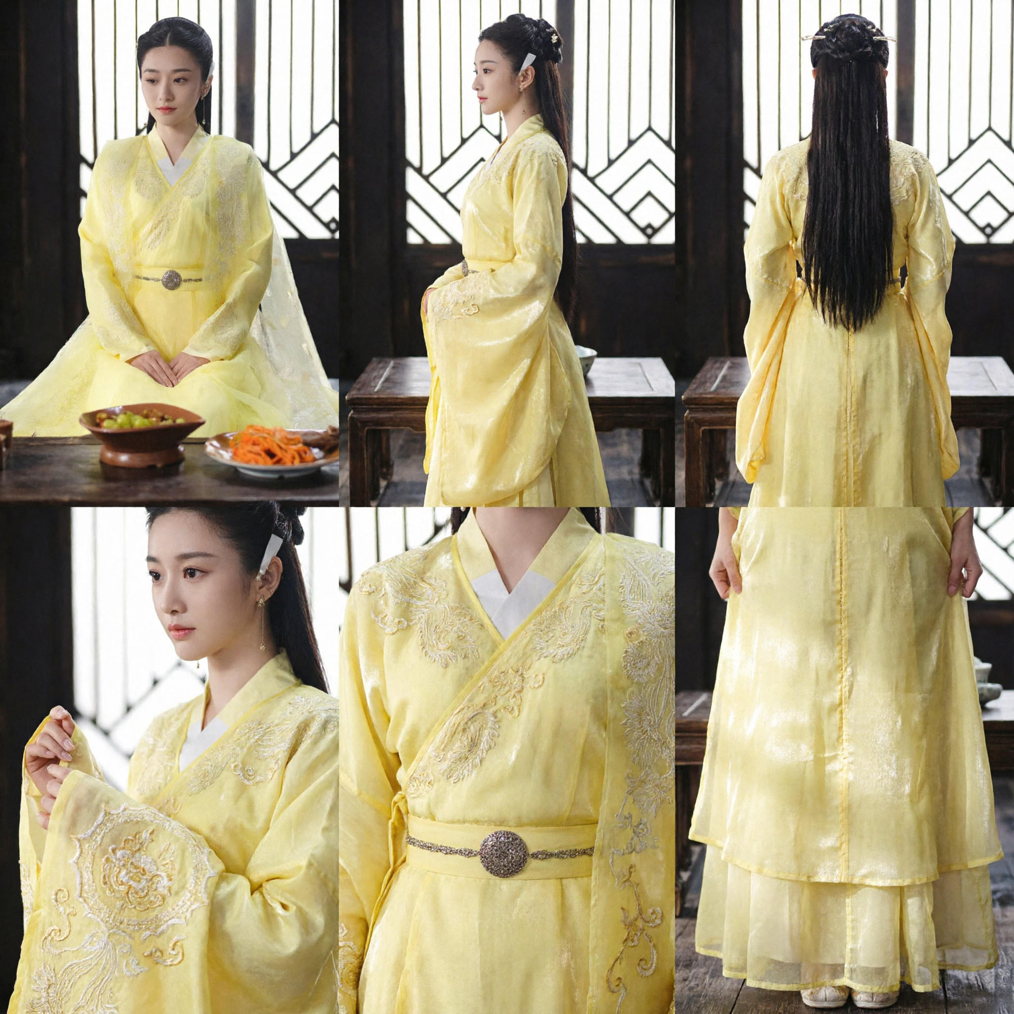 Elegant Yellow Embroidered Hanfu Traditional Chinese Ancient Princess Costume for Women Drama Cosplay - Asian Costume