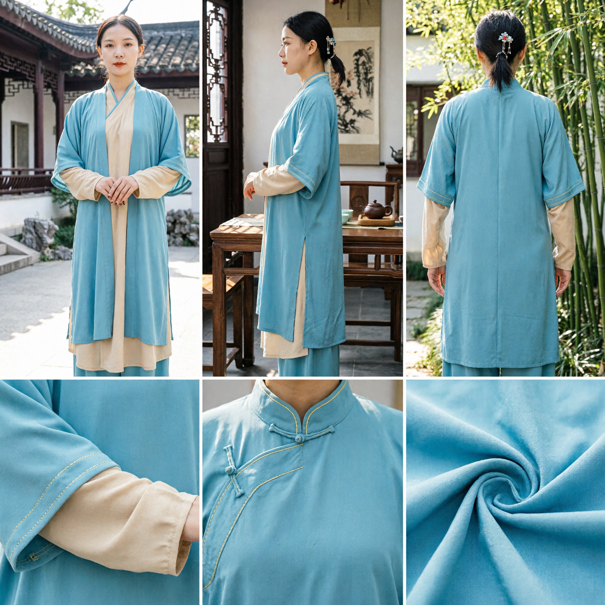 Women's Traditional Chinese Tai Chi Uniform Blue Kung Fu Wushu Suit for Martial Arts Practice and Meditation - Asian Costume