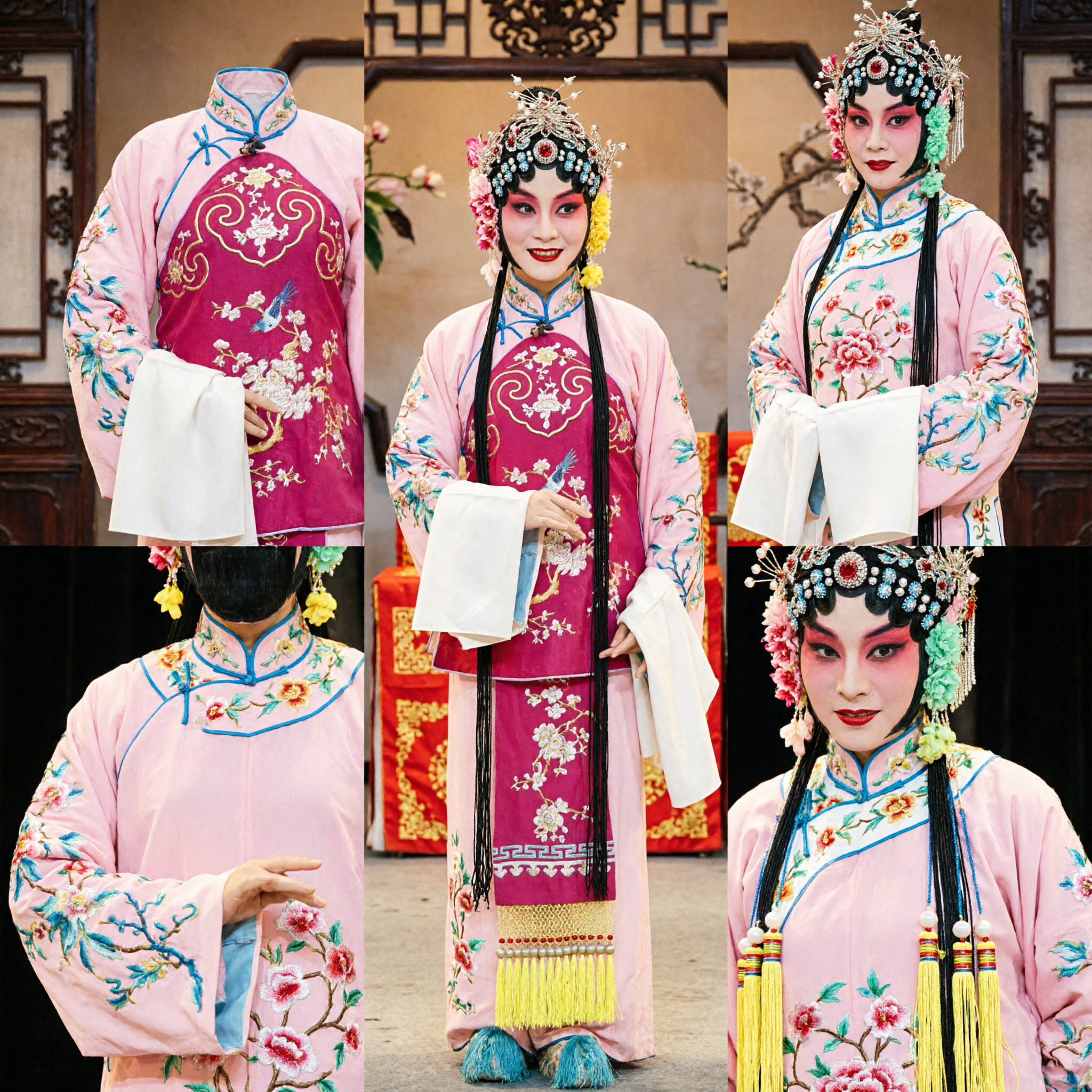 Traditional Chinese Opera Costume Pink Embroidered Peking Opera Female Dan Role Stage Performance Outfit for Women - Asian Costume