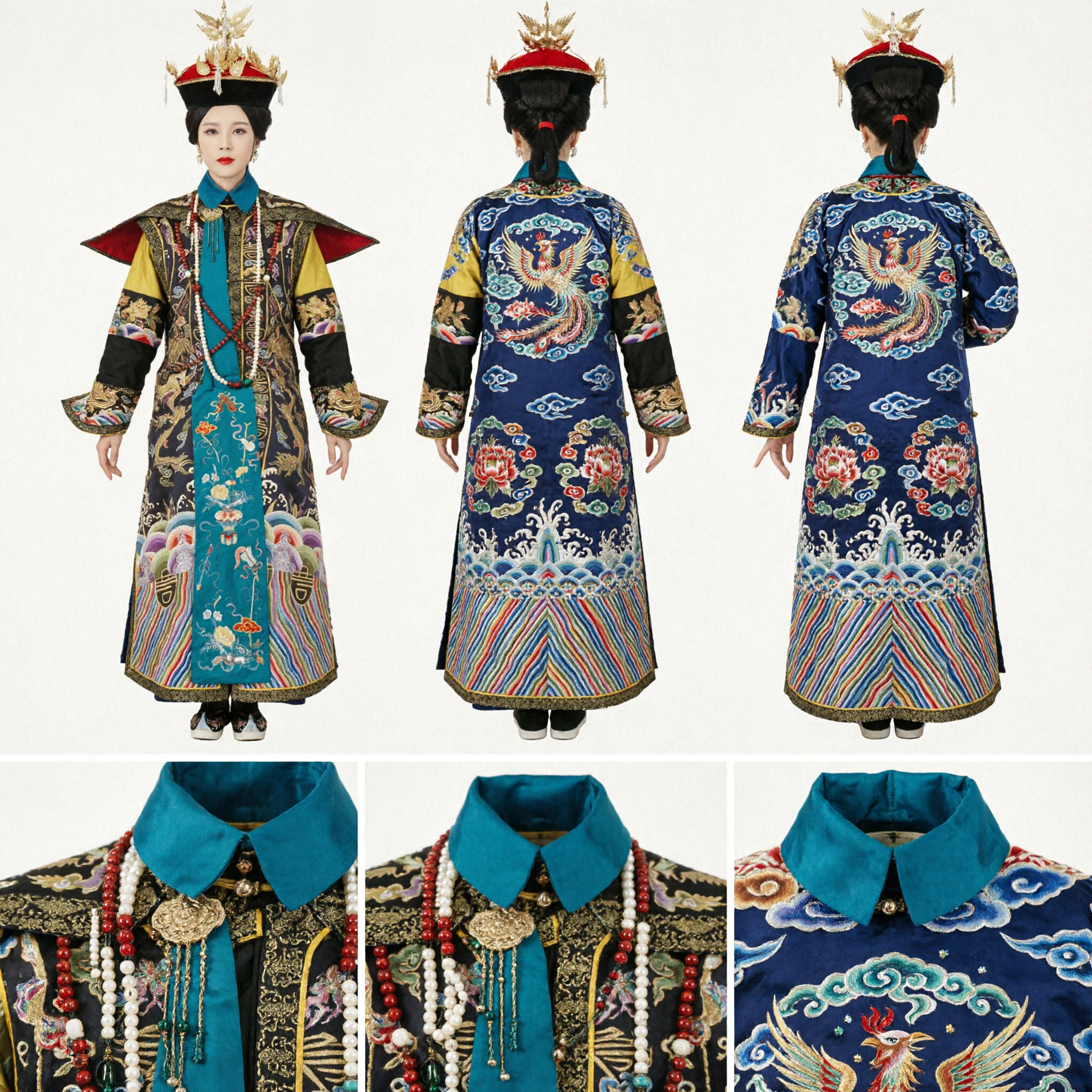 Traditional Chinese Qing Dynasty Empress Costume Set with Headdress Imperial Palace Lady Robe for Women Cosplay - Asian Costume