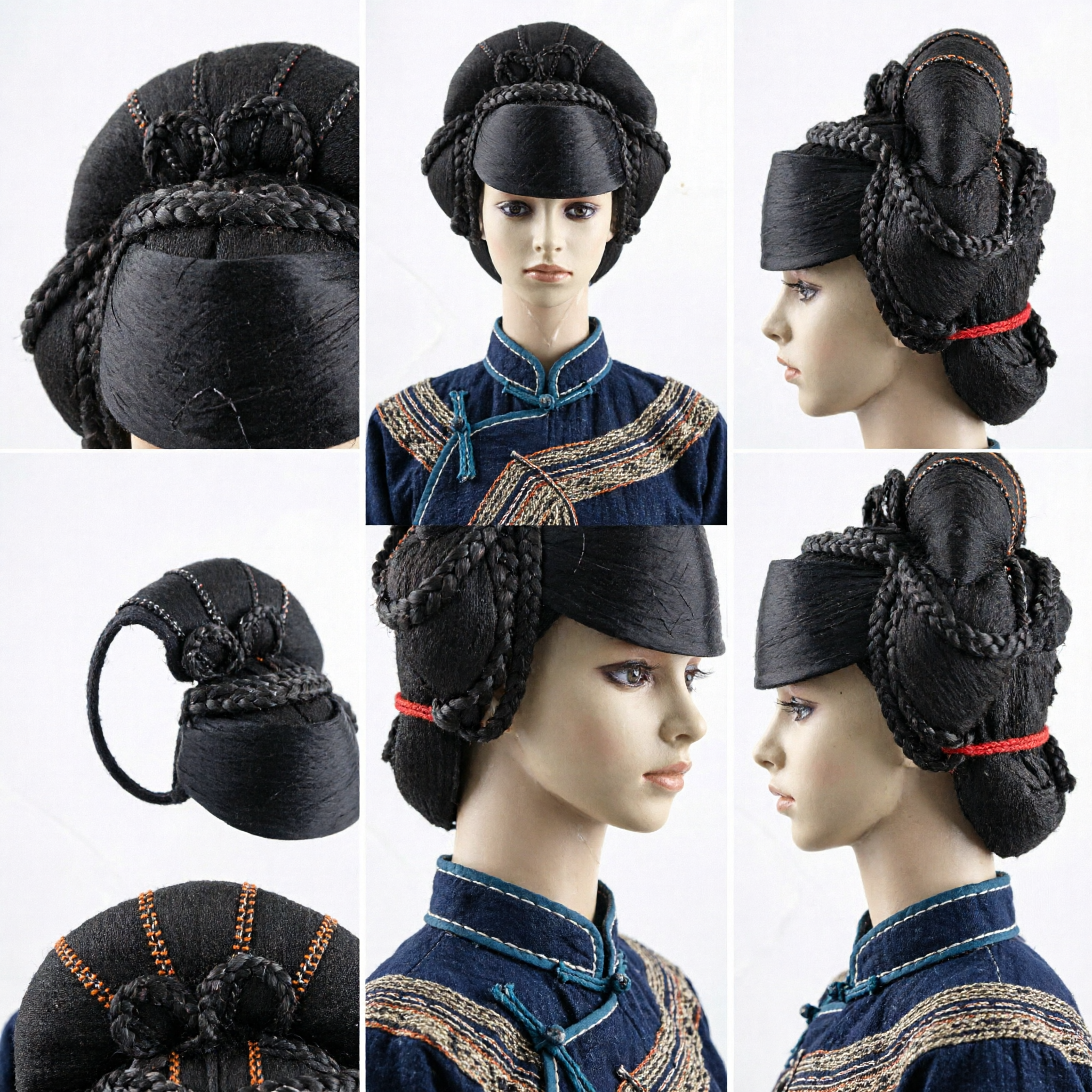 Traditional Chinese Ancient Style Braided Wig Black Hairpiece for Hanfu Cosplay and Stage Performance - Asian Costume