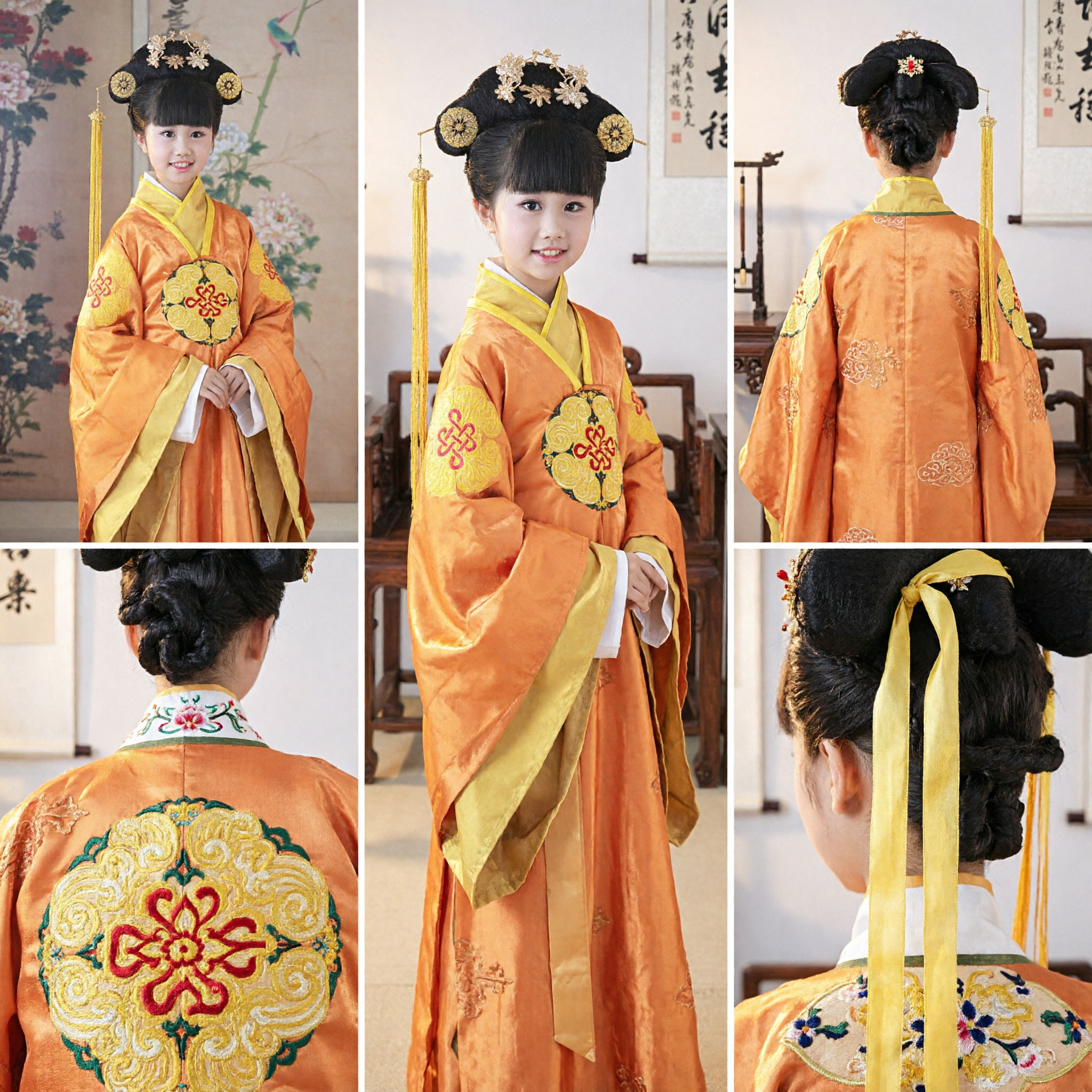 Girls Traditional Chinese Hanfu Costume Ancient Tang Dynasty Princess Dress for Kids Performance - Asian Costume