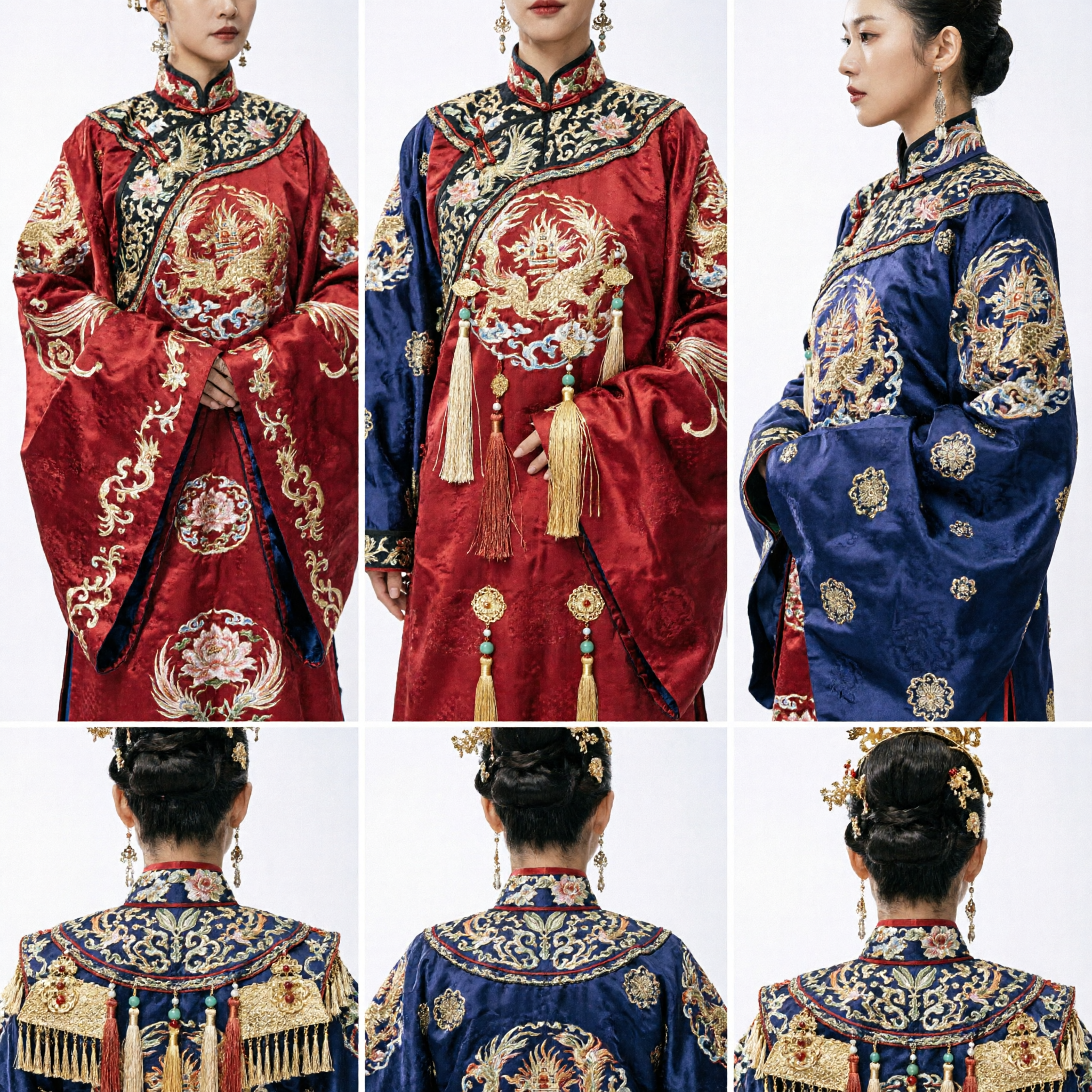 Chinese Traditional Wedding Dress Red Ming Dynasty Hanfu Bride Costume with Gold Embroidery for Women - Asian Costume