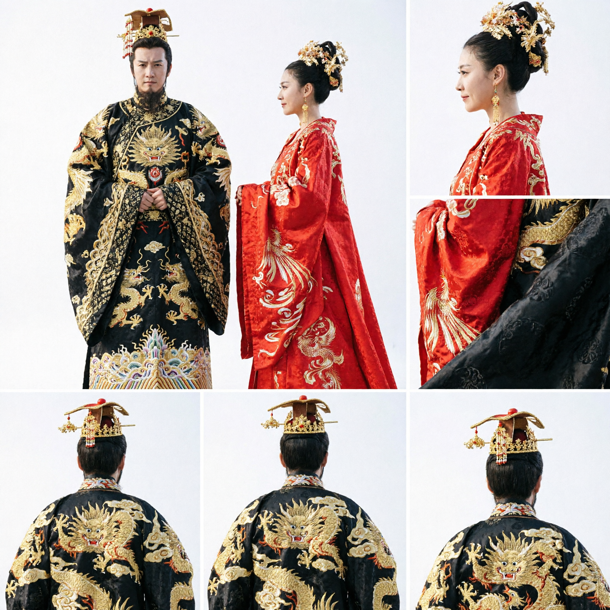 Traditional Chinese Wedding Hanfu Costume Set Ancient Emperor Empress Robes for Ceremony Photography and Cosplay - Asian Costume