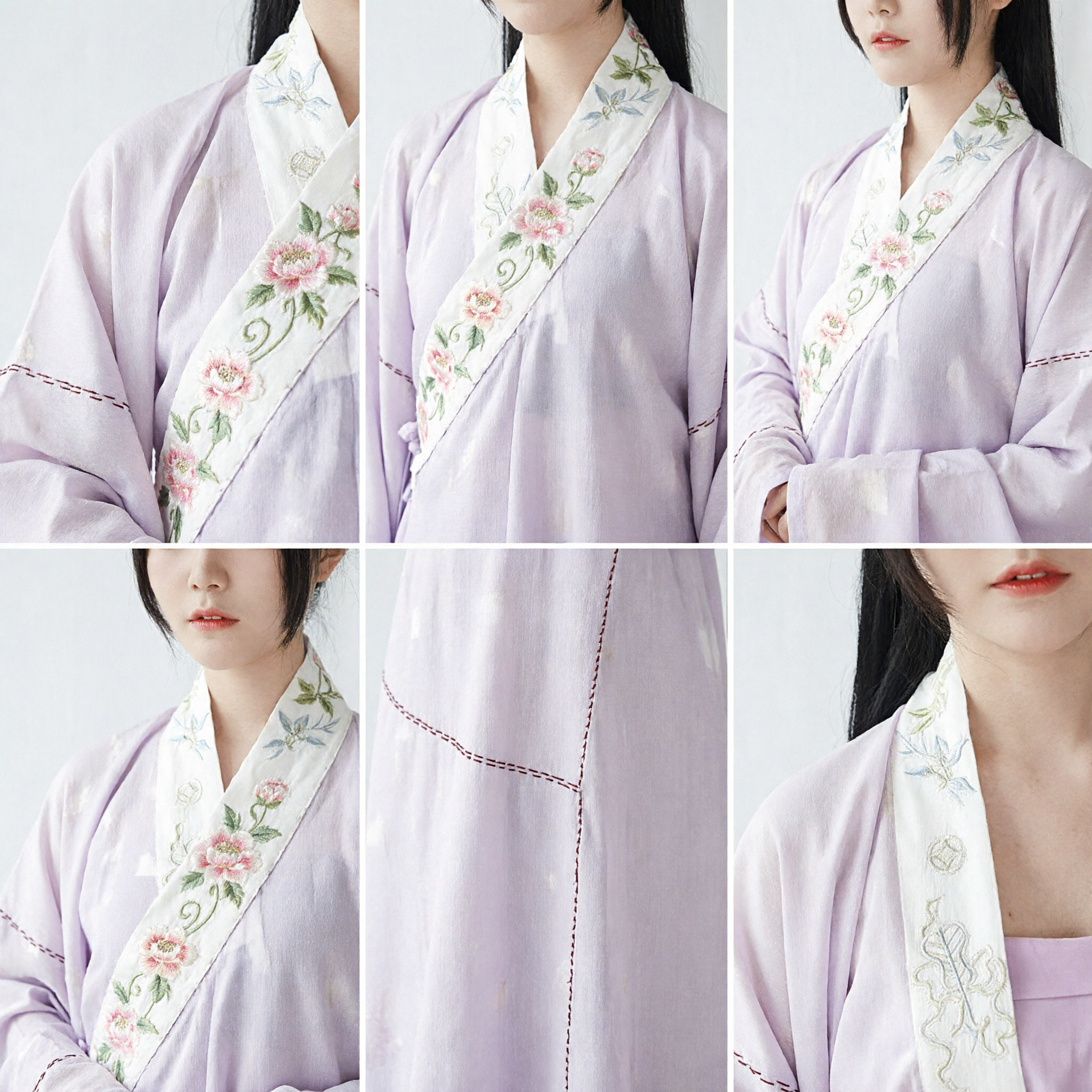 Ancient Chinese Wig Hanfu Hairpiece with Floral Accessories Traditional Black Hair for Women Cosplay Costume - Asian Costume