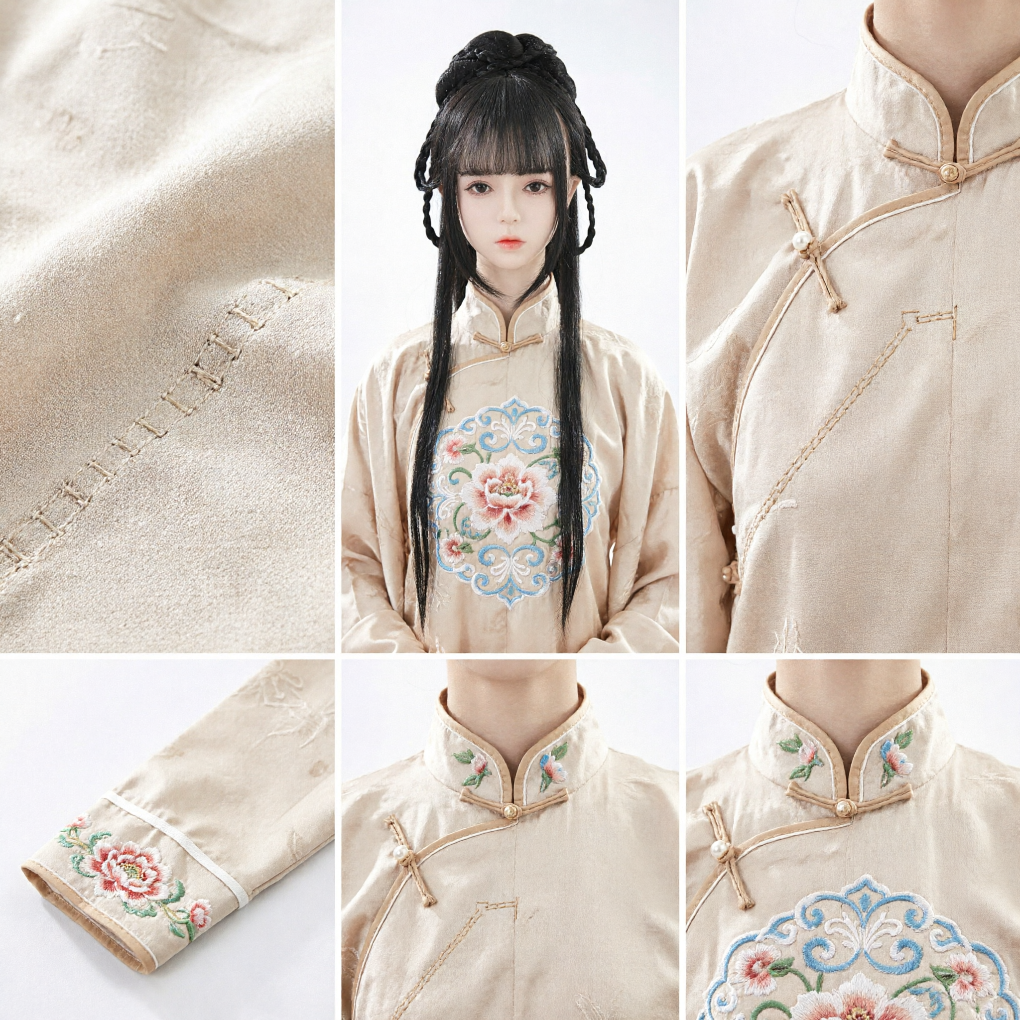 Ancient Chinese Hanfu Wig Black Long Hair Braided Updo Traditional Costume Cosplay Accessory for Women - Asian Costume