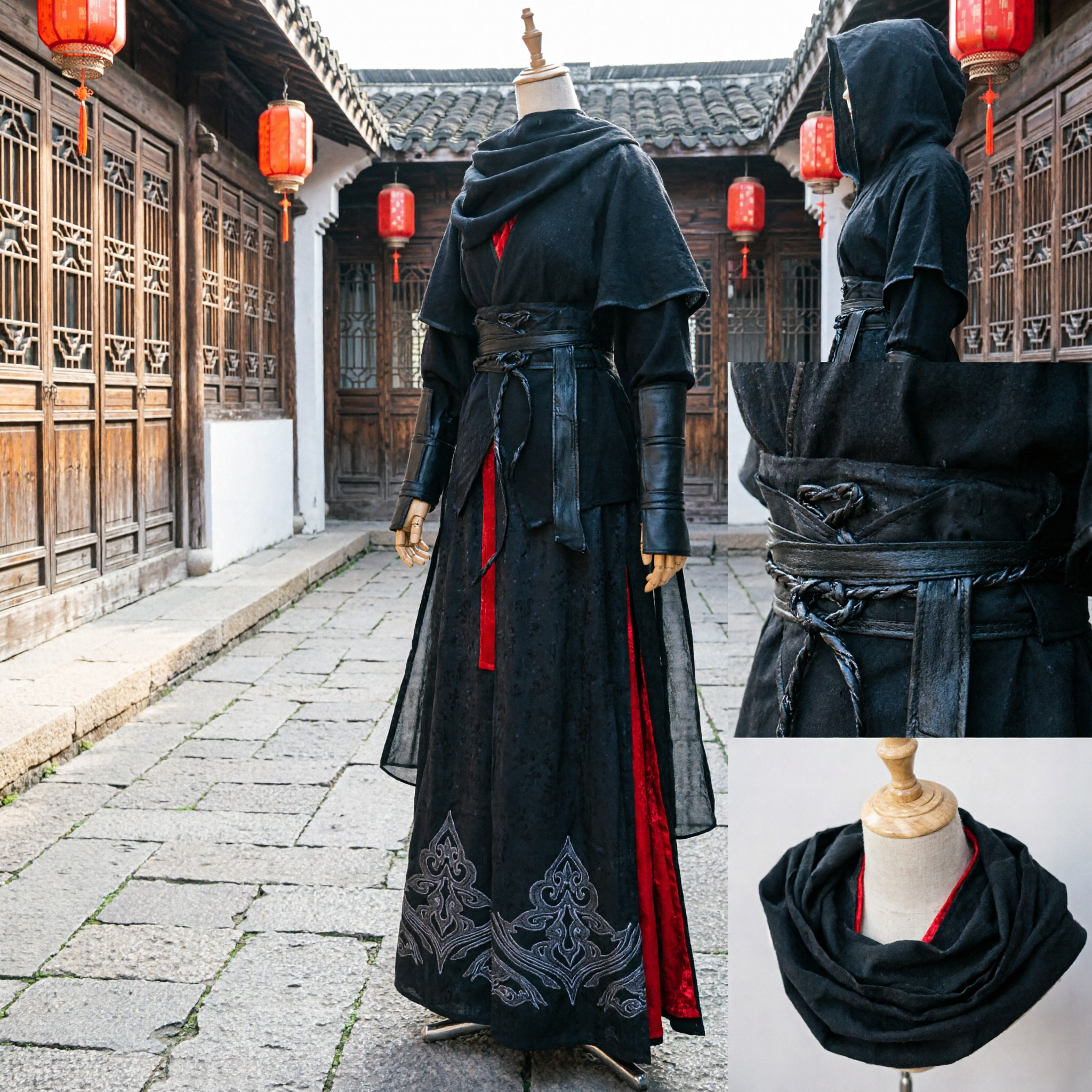 Chinese Ancient Swordsman Black Hanfu Costume for Men Wuxia Assassin Cosplay Outfit Traditional Clothing - Asian Costume