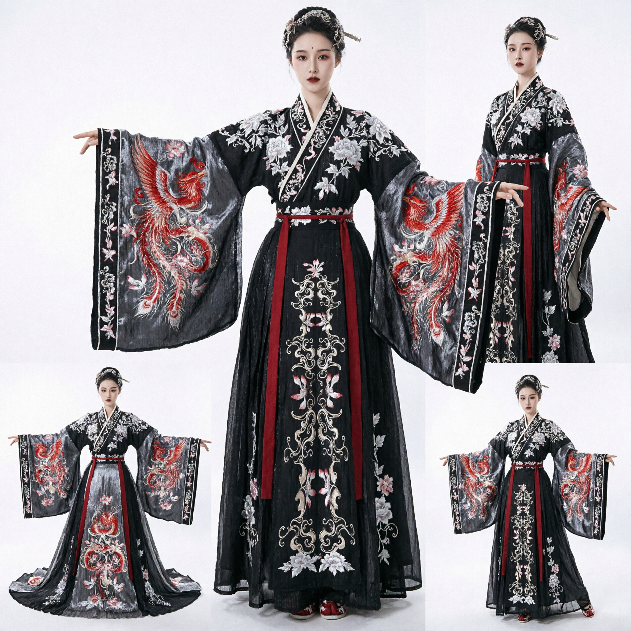 Black Traditional Chinese Hanfu Dress Women Ancient Princess Costume with Embroidery for Performance Cosplay - Asian Costume