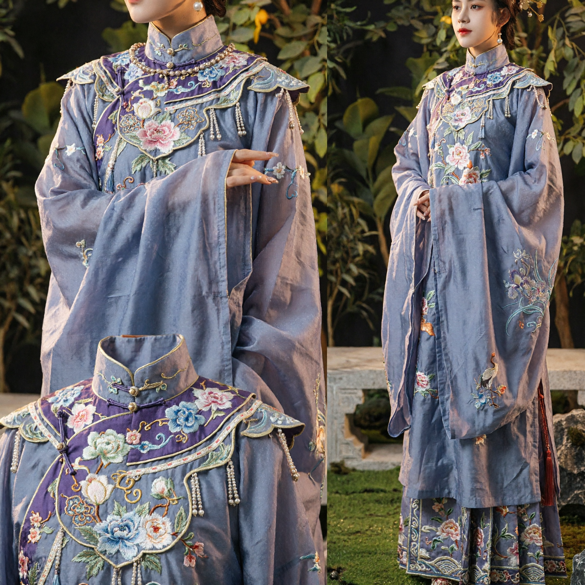 Traditional Chinese Hanfu Dress Ming Dynasty Style Purple Embroidered Crane Robe for Women - Asian Costume