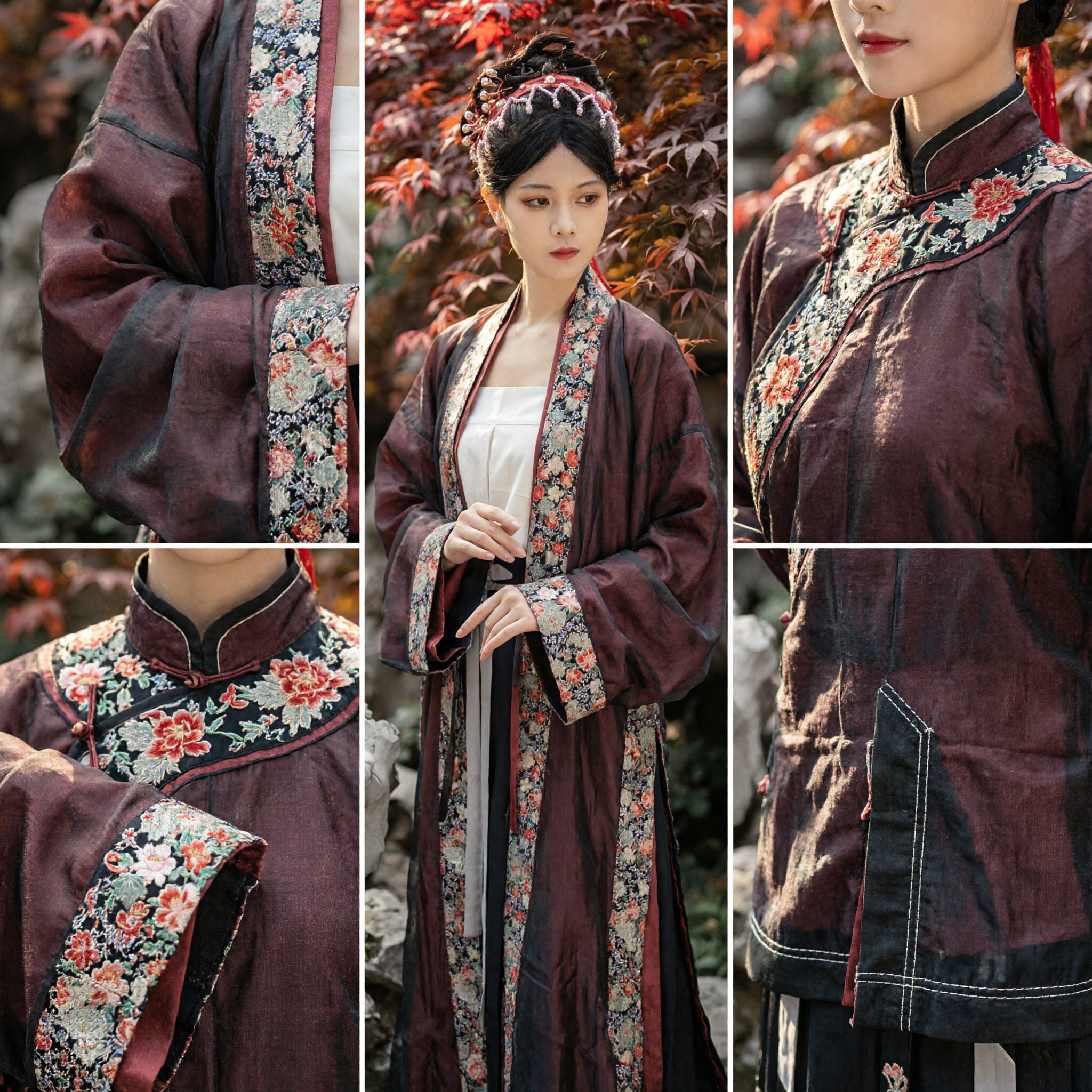 Elegant Traditional Chinese Song Dynasty Hanfu Costume Women Ancient Floral Embroidery Historical Dress Set for Cosplay - Asian Costume