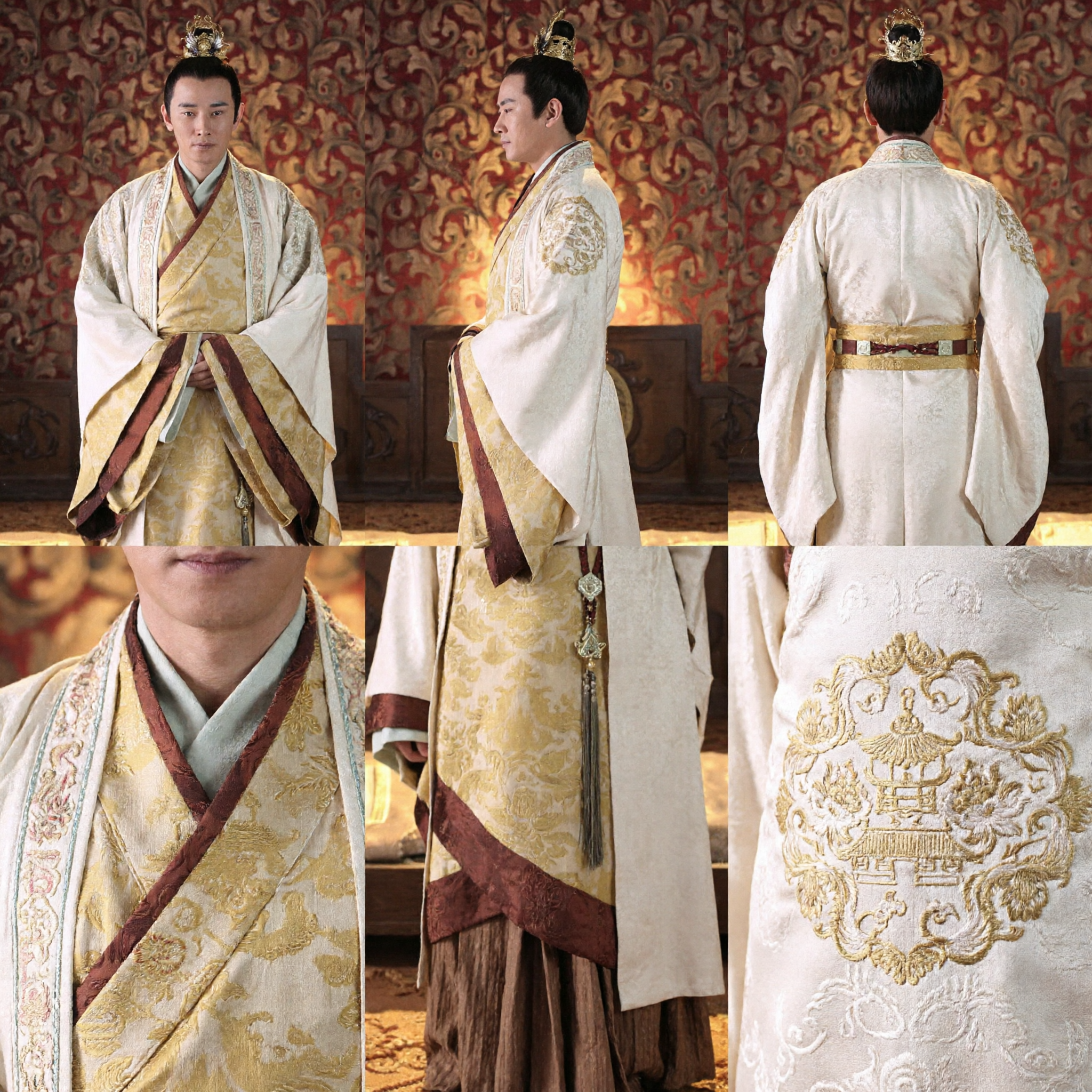 Traditional Chinese Hanfu Men's Ancient Costume Yellow Noble Robe for Cosplay and Drama Performance - Asian Costume
