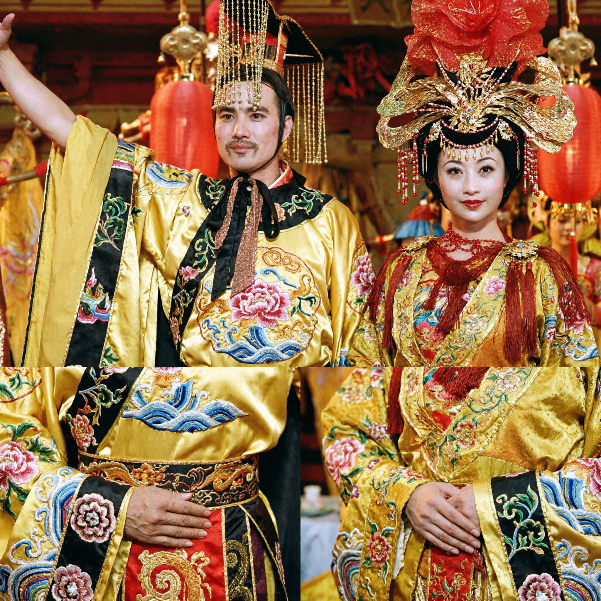 Luxurious Tang Dynasty Imperial Wedding Costumes for Couples, Traditional Chinese Emperor and Empress Hanfu for Stage Performance - Asian Costume