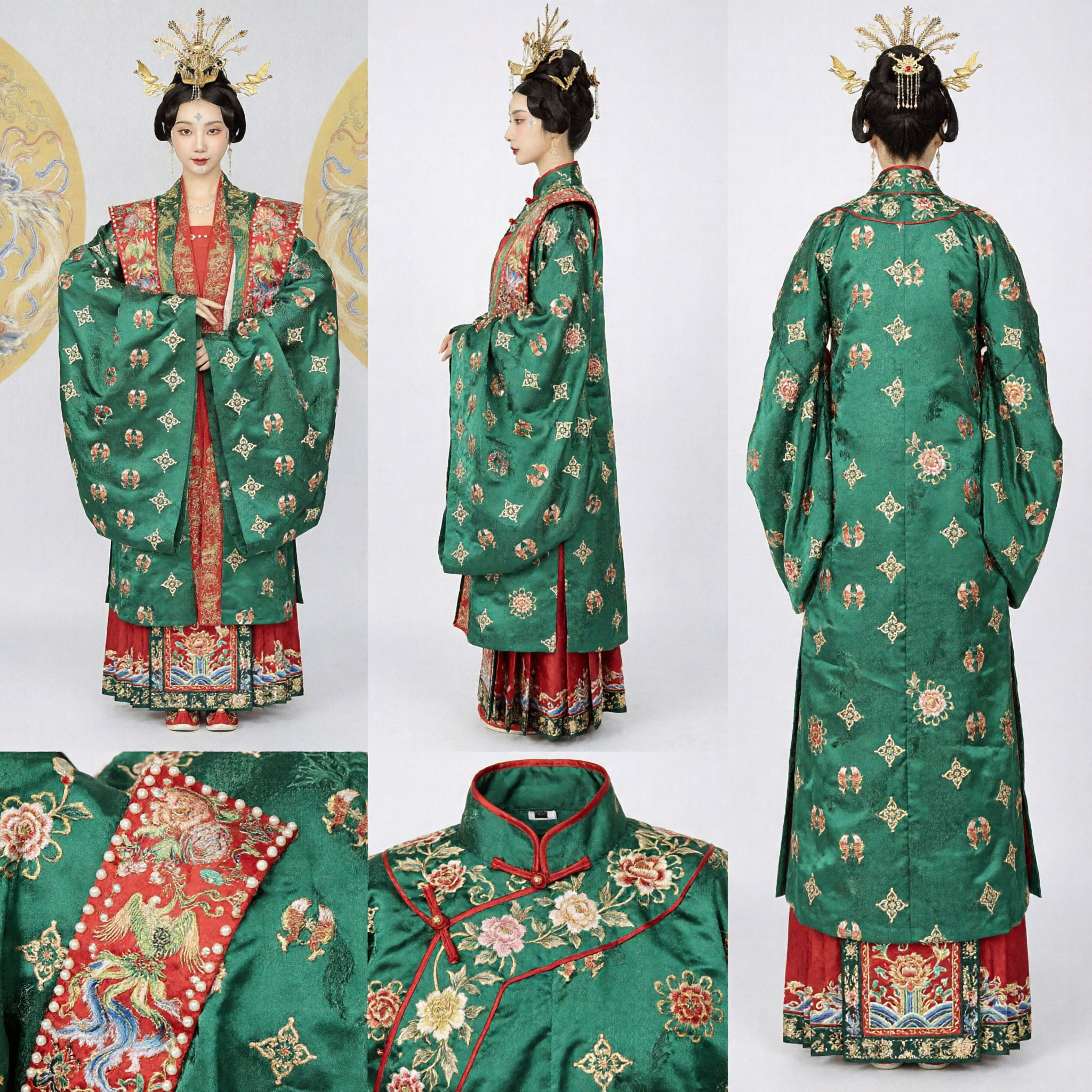 Ancient Chinese Empress Green Phoenix Robe Hanfu Costume Traditional Ming Dynasty Palace Dress for Women - Asian Costume