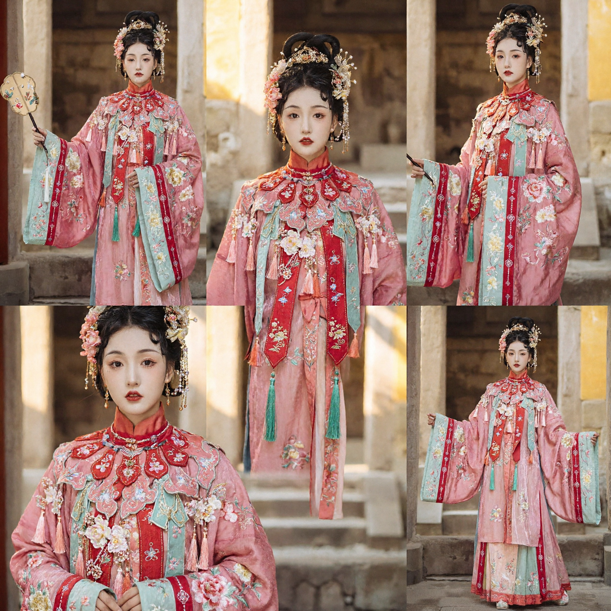 Traditional Chinese Ming Dynasty Hanfu Pink Embroidered Ancient Costume Dress for Women Performance - Asian Costume