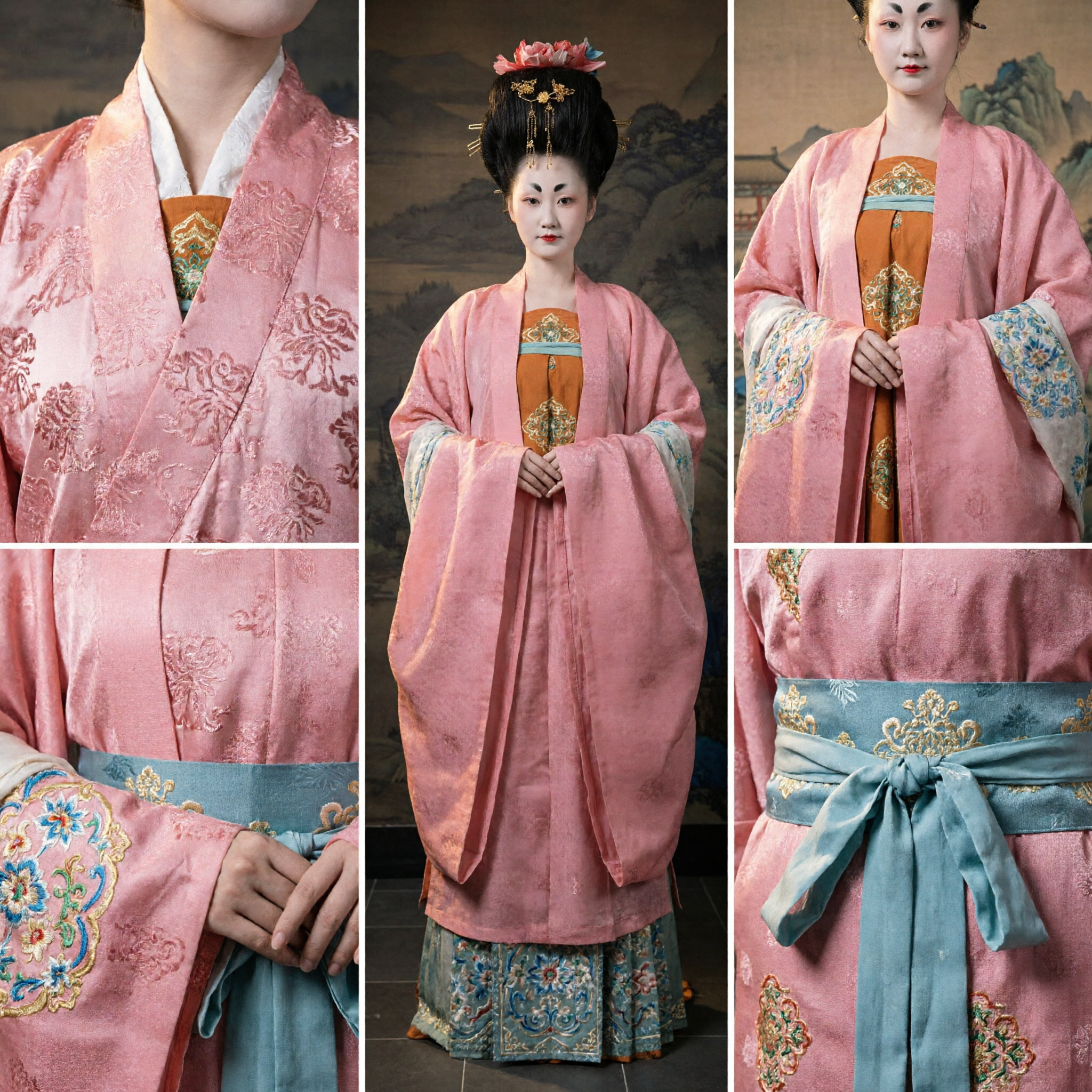 Elegant Tang Dynasty Hanfu Traditional Chinese Costume Pink Robe Ancient Clothing Set for Women Cosplay Photography - Asian Costume