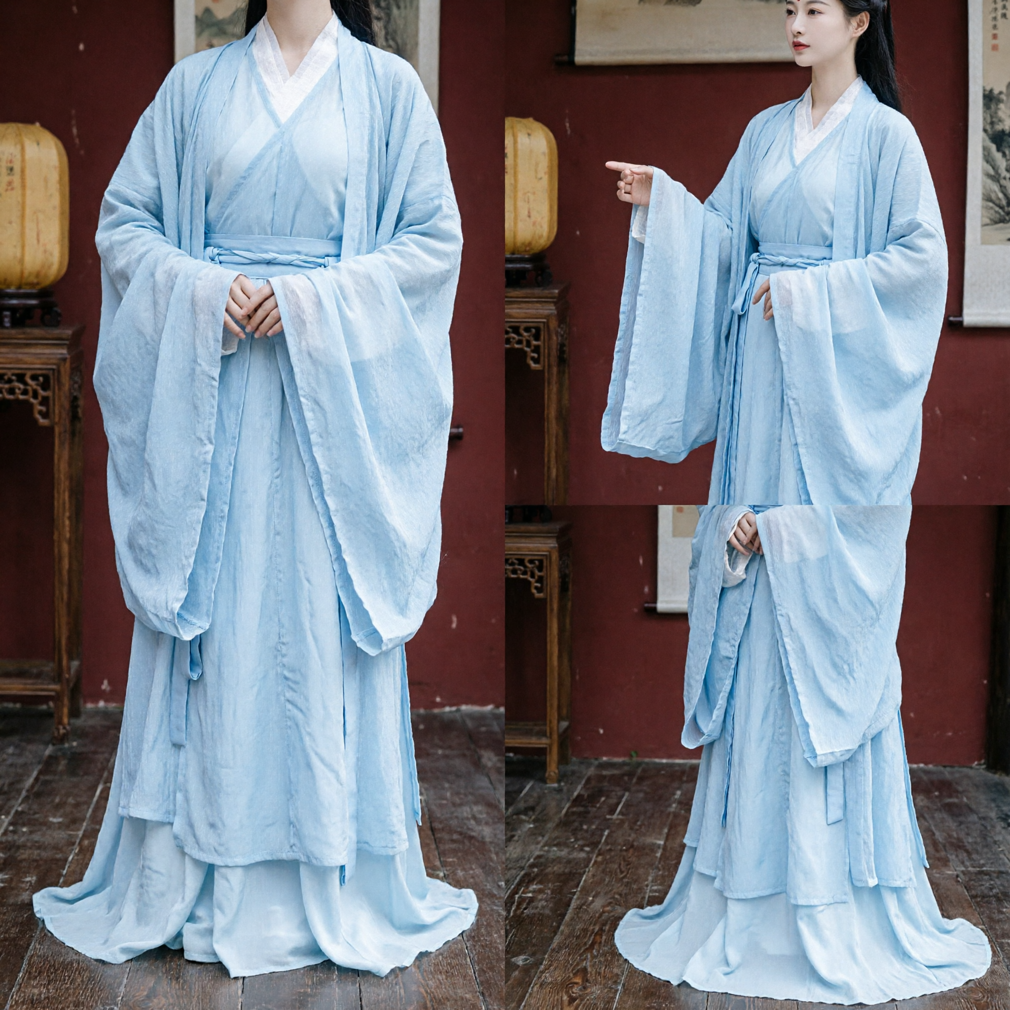 Traditional Chinese Hanfu Ancient Palace Lady Costume Light Blue Fairy Dress for Women Historical Cosplay - Asian Costume