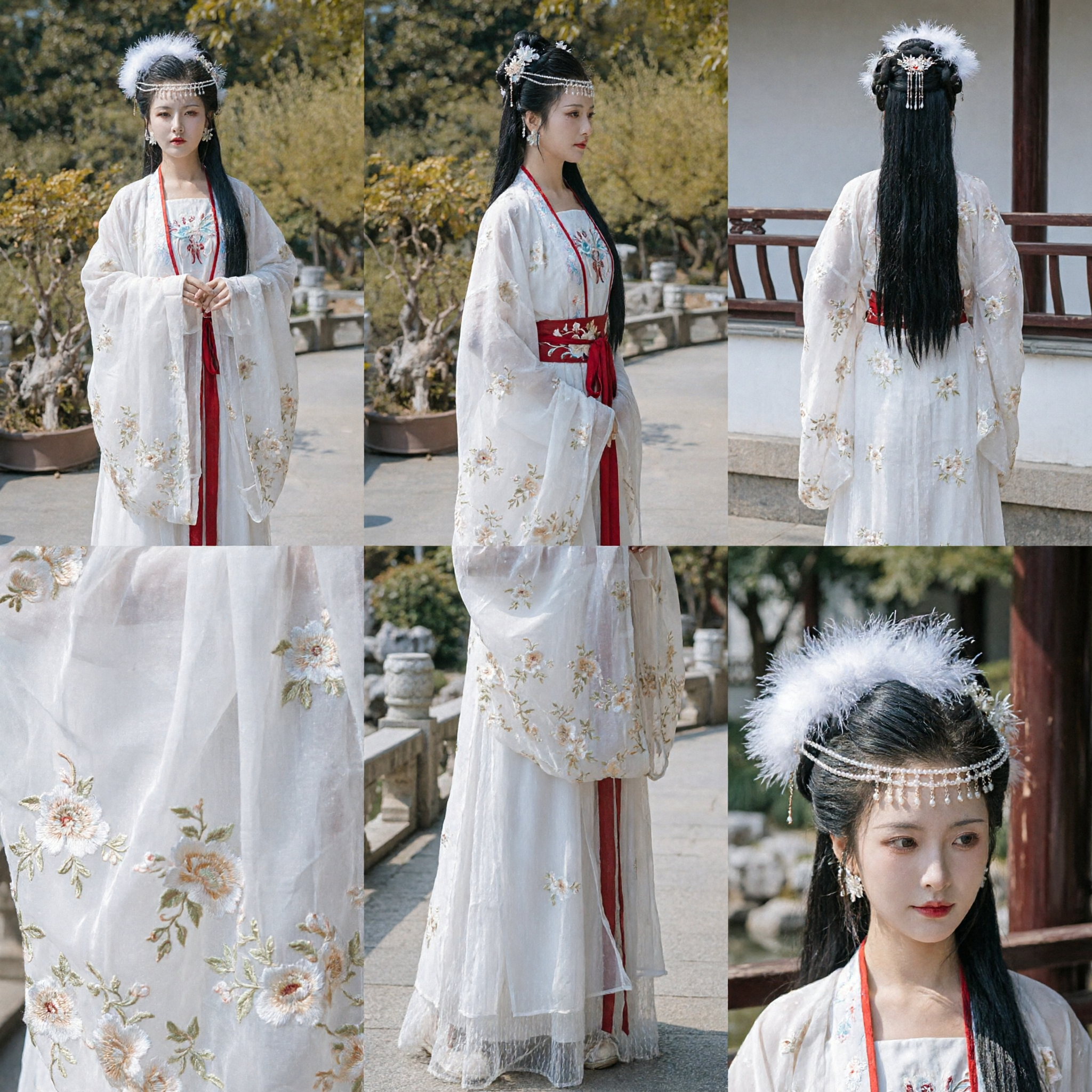 Traditional Chinese Hanfu White Fairy Dress Ancient Embroidered Costume for Women Cosplay Photography - Asian Costume