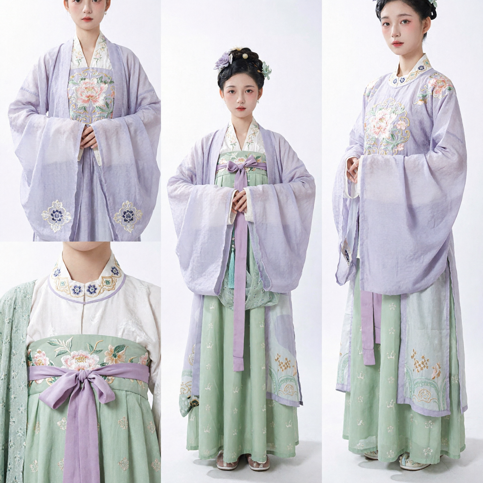 Traditional Chinese Hanfu Green and Purple Ming Dynasty Ancient Princess Costume for Women Cosplay Dress - Asian Costume