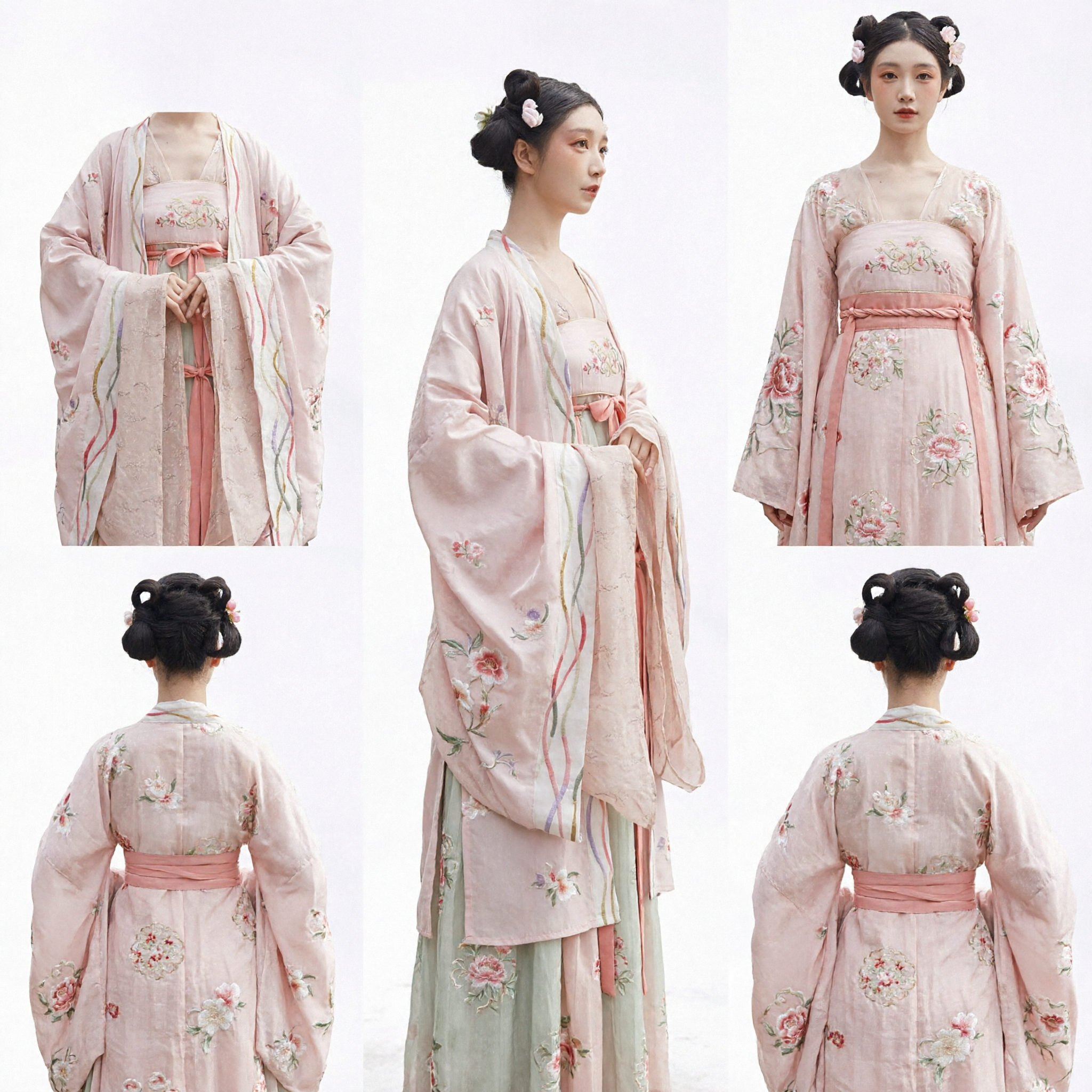 Elegant Pink Traditional Chinese Hanfu Ancient Costume Floral Embroidery Fairy Dress for Women - Asian Costume