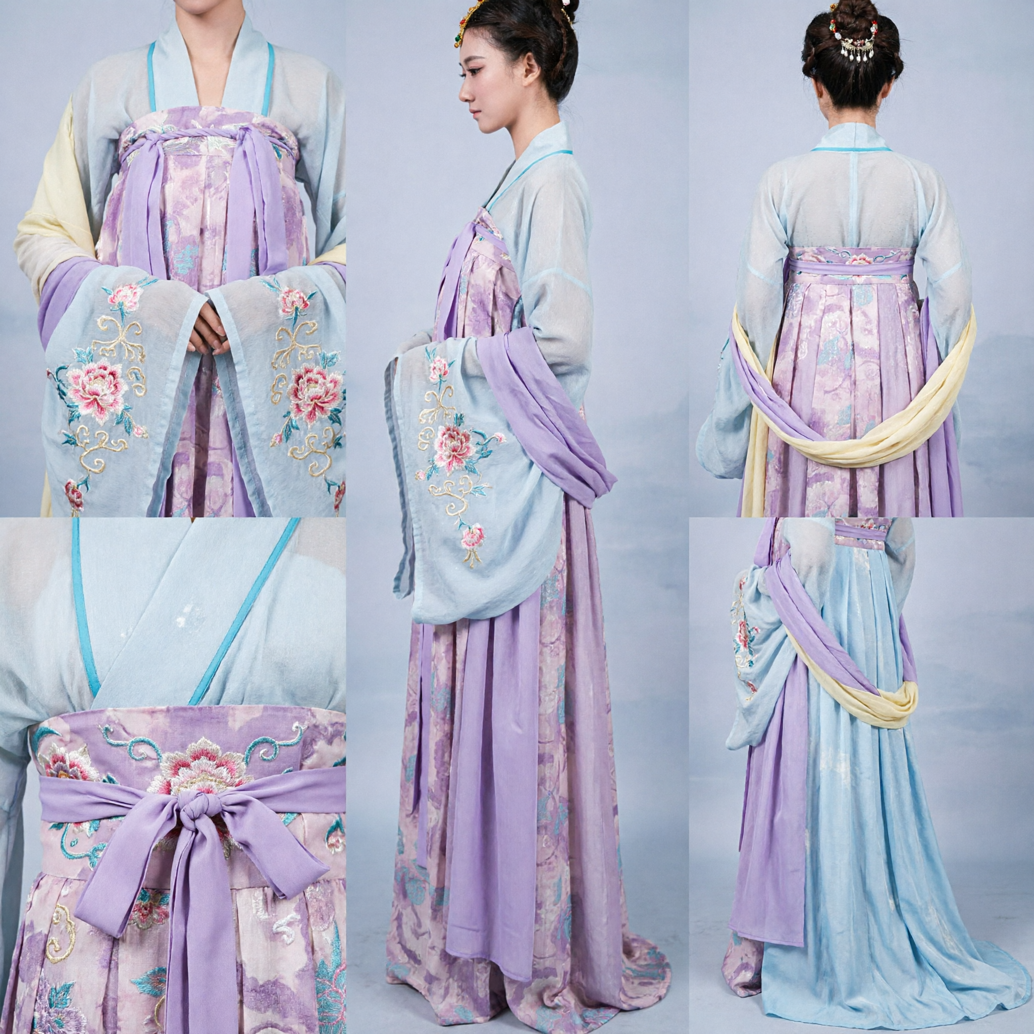 Elegant Purple Floral Tang Dynasty Hanfu Traditional Chinese Ancient Costume for Women Cosplay Performance - Asian Costume
