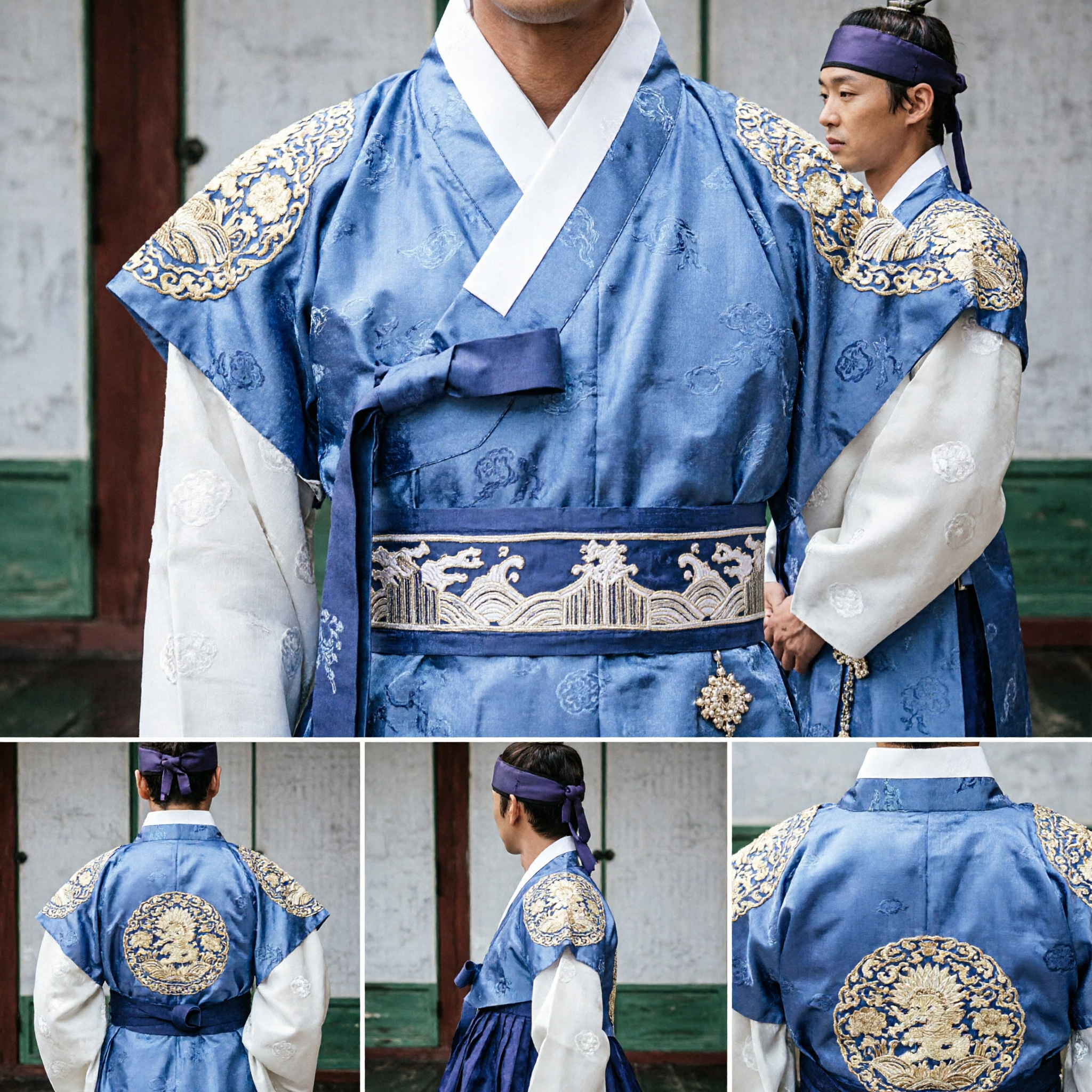 Traditional Blue Men's Hanbok Korean Historical Costume Robe for Weddings Cultural Events and Performances - Asian Costume