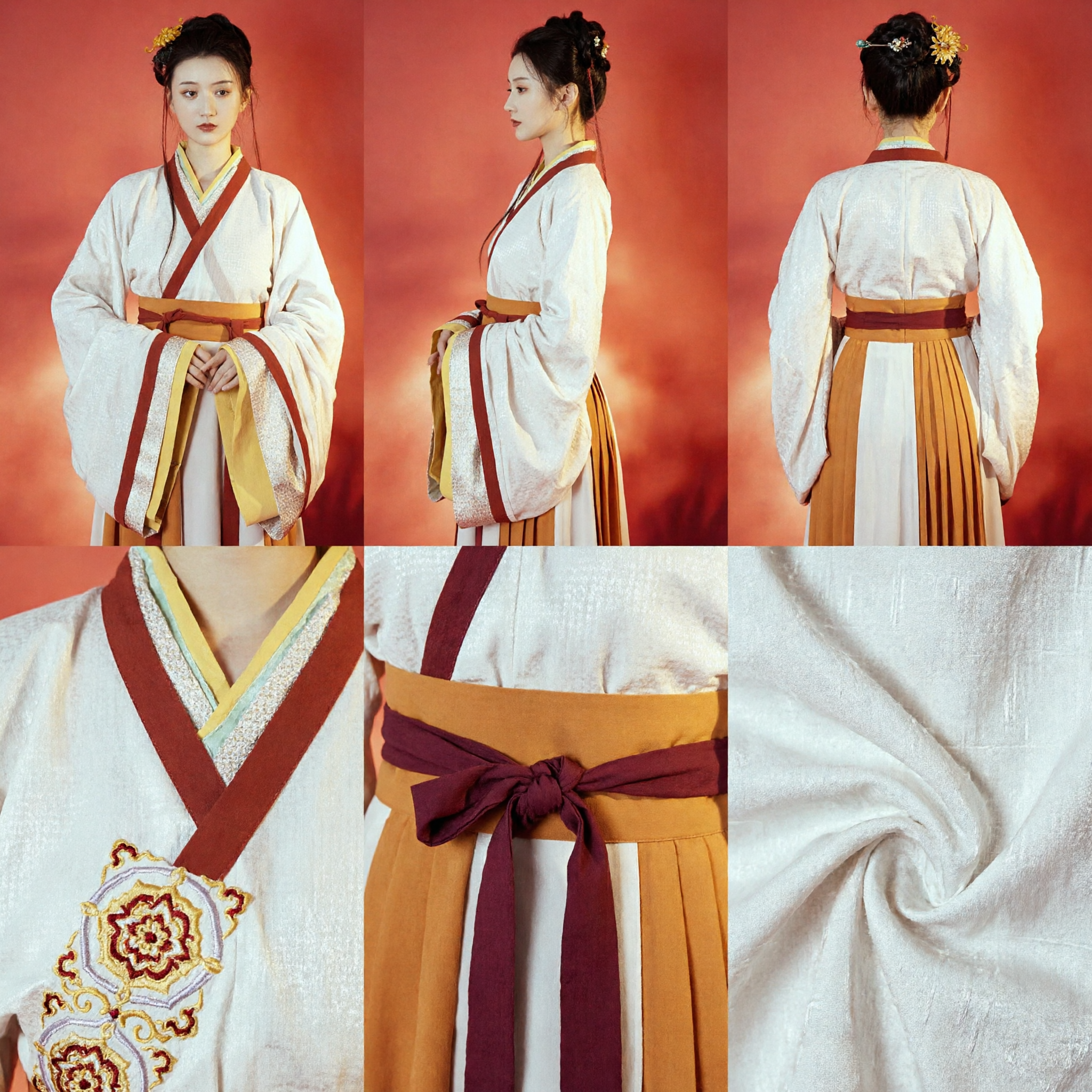 Traditional Chinese Hanfu Clothing Ancient Han Dynasty Princess Costume White Wide Sleeve Dress for Women - Asian Costume