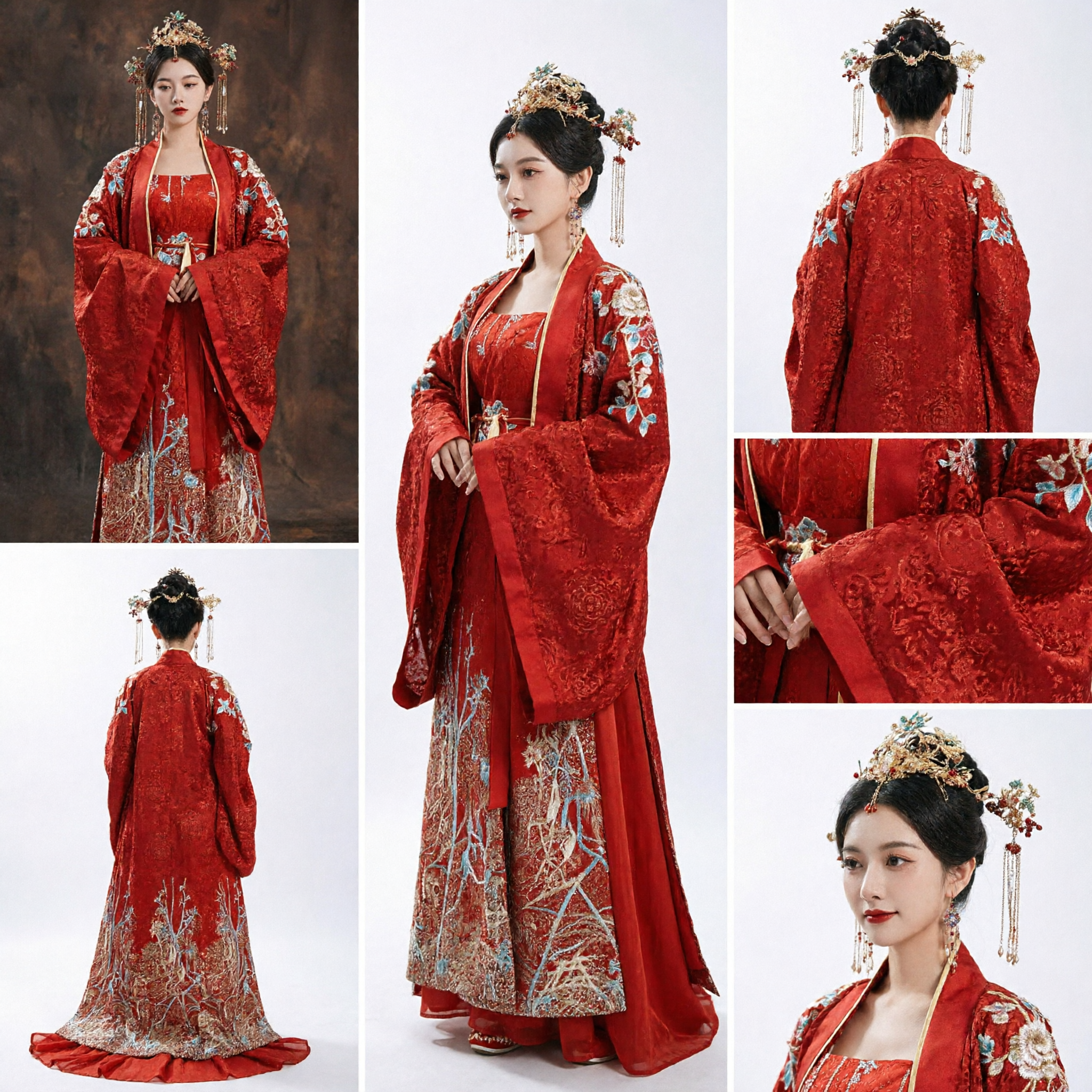 Traditional Chinese Red Wedding Hanfu Dress Embroidered Ancient Costume Formal Bridal Gown for Women - Asian Costume