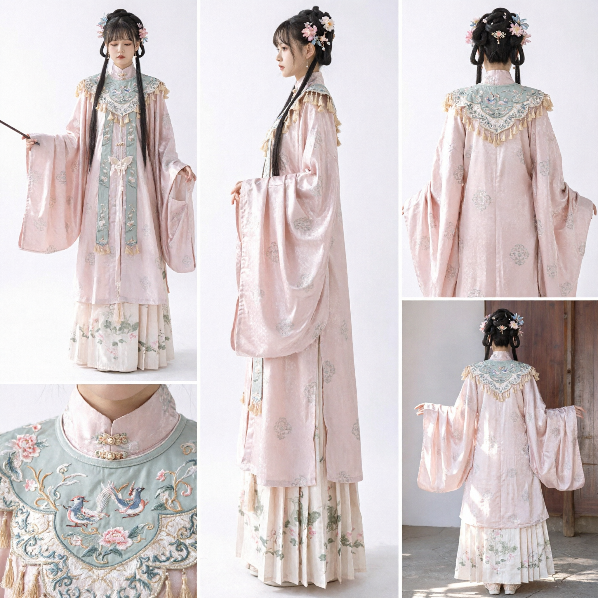 Traditional Chinese Hanfu Ancient Ming Dynasty Style Pink Embroidered Robe Elegant Costume for Women Tea Ceremony - Asian Costume