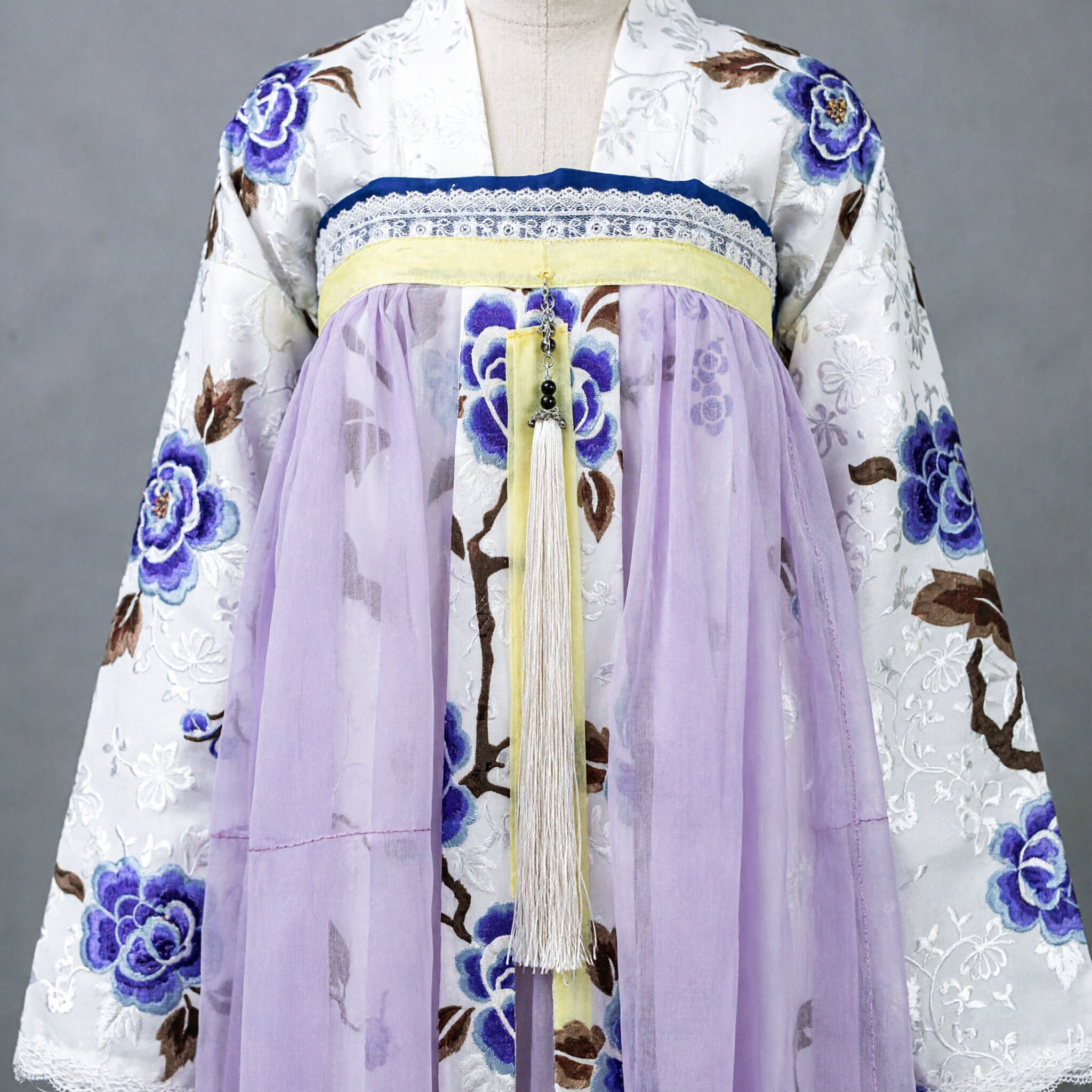 Traditional Chinese Hanfu Dress for Women Purple Floral Print Ancient Costume for Cosplay and Photography - Asian Costume