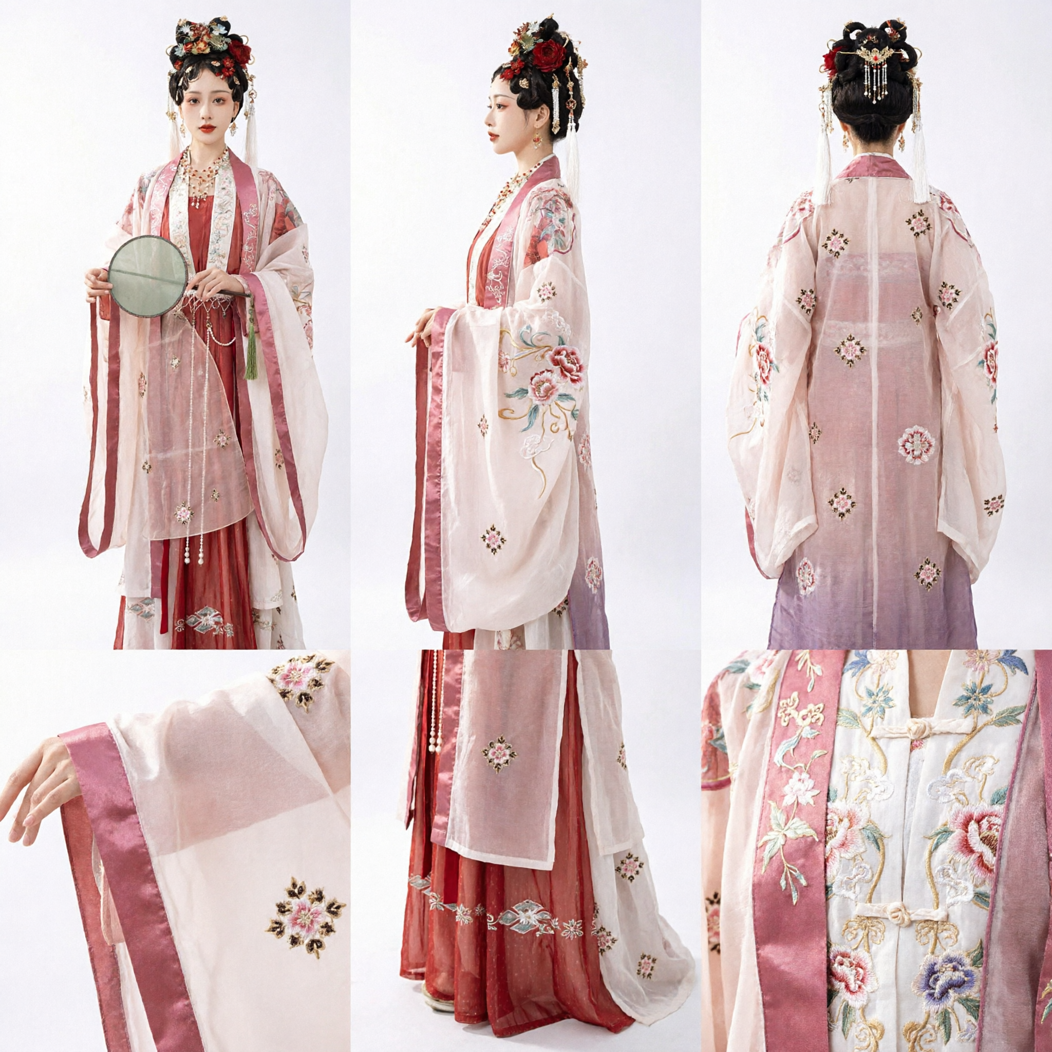 Elegant Traditional Chinese Hanfu Ancient Princess Costume Pink Embroidered Fairy Dress for Women Cosplay and Photography - Asian Costume
