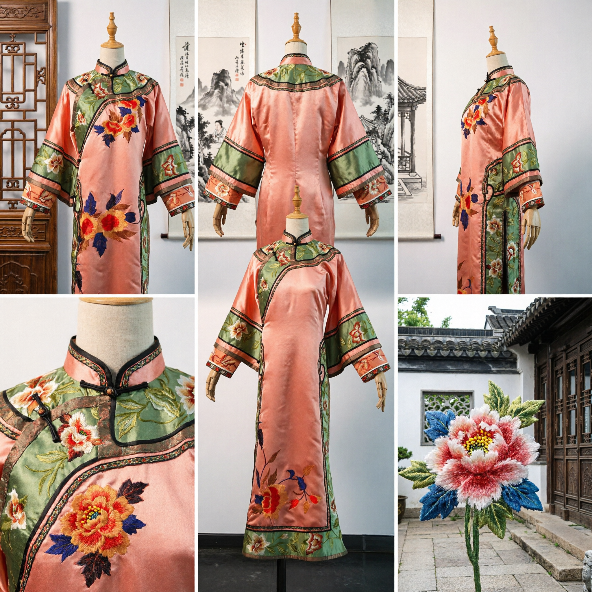 Traditional Chinese Qing Dynasty Manchu Princess Dress Ancient Floral Embroidery Qizhuang Costume for Women - Asian Costume