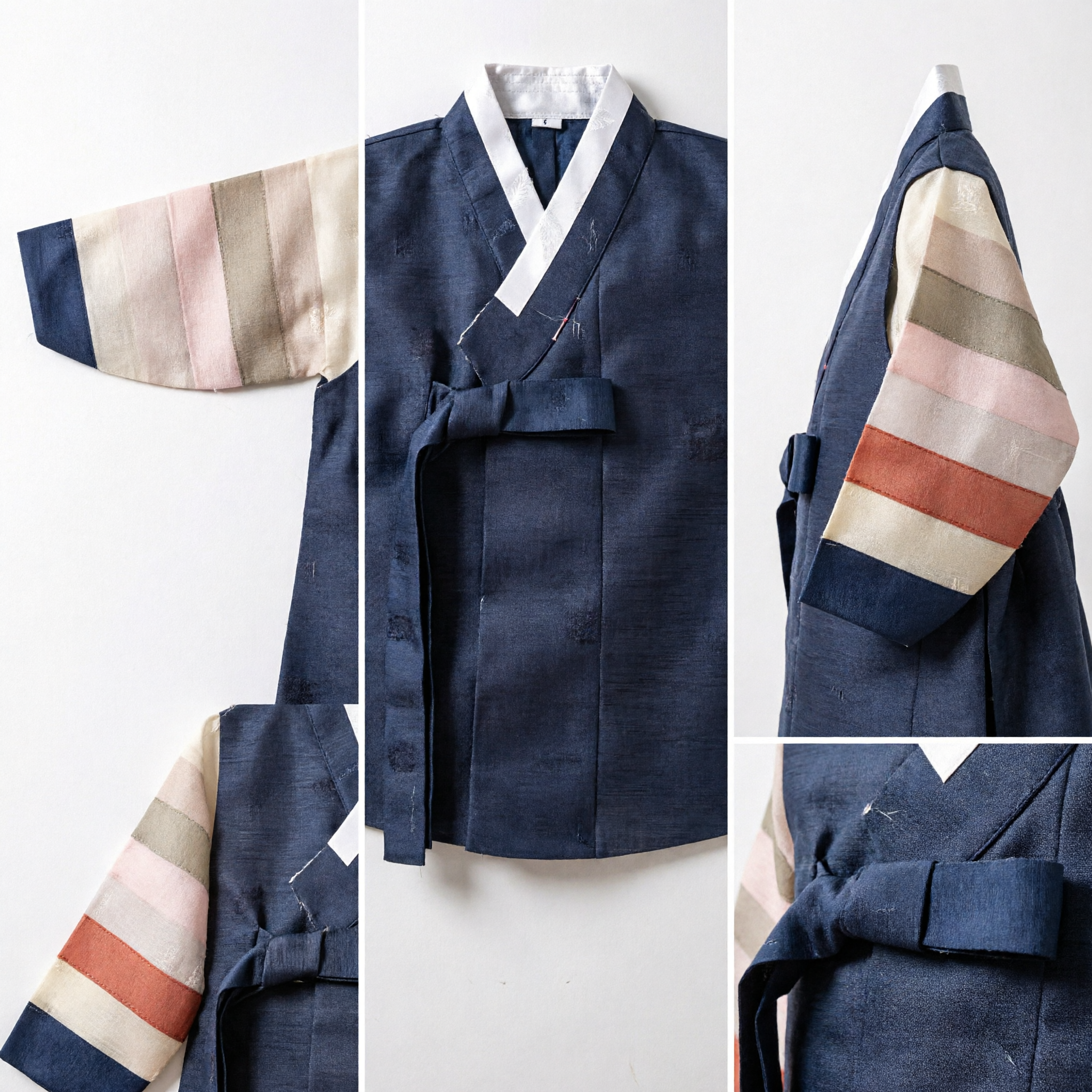 Traditional Korean Hanbok Baby Boy Costume Striped Sleeve Top for First Birthday Doljanchi Wedding - Asian Costume