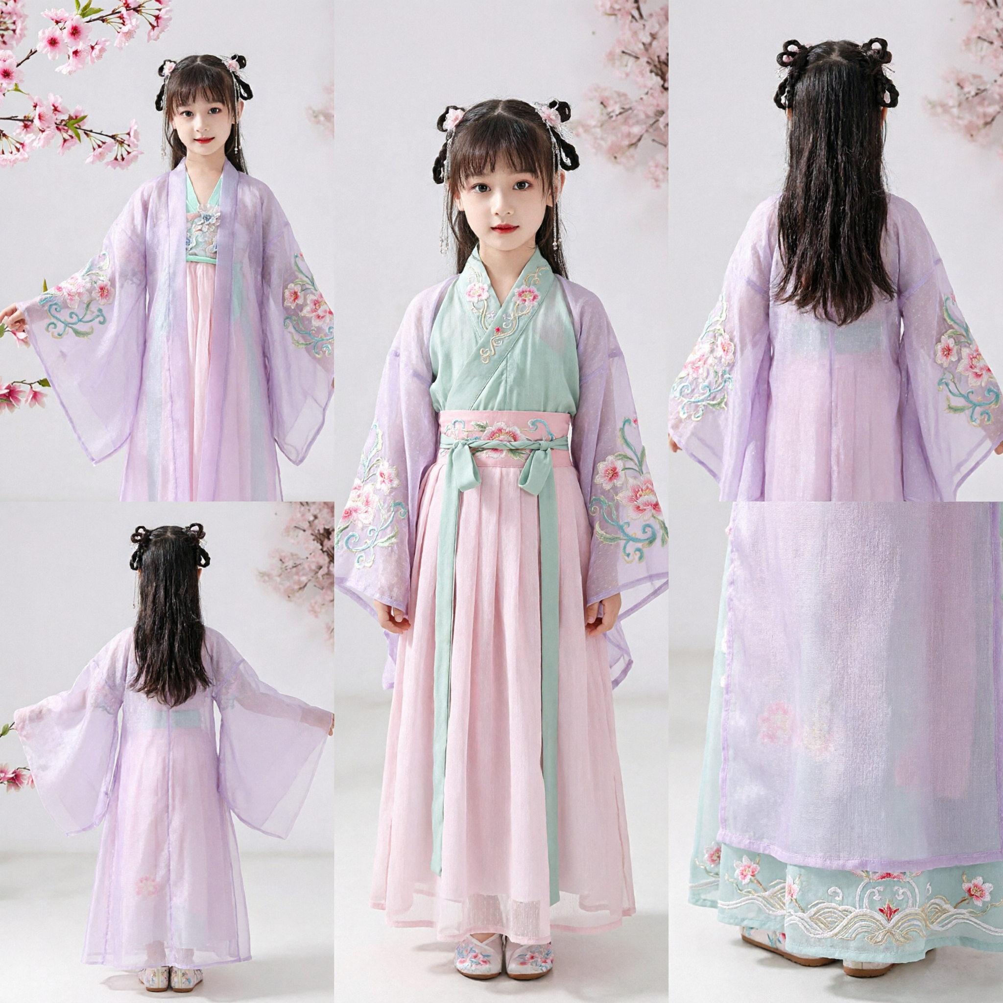 Kids Traditional Chinese Hanfu Dress Ancient Fairy Princess Costume Purple Robe for Girls Performance - Asian Costume