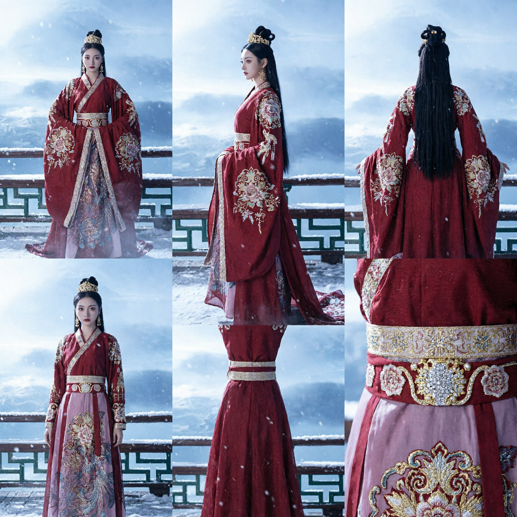 Chinese Traditional Hanfu Red Embroidered Ancient Palace Dress Historical Drama Costume for Women Cosplay - Asian Costume