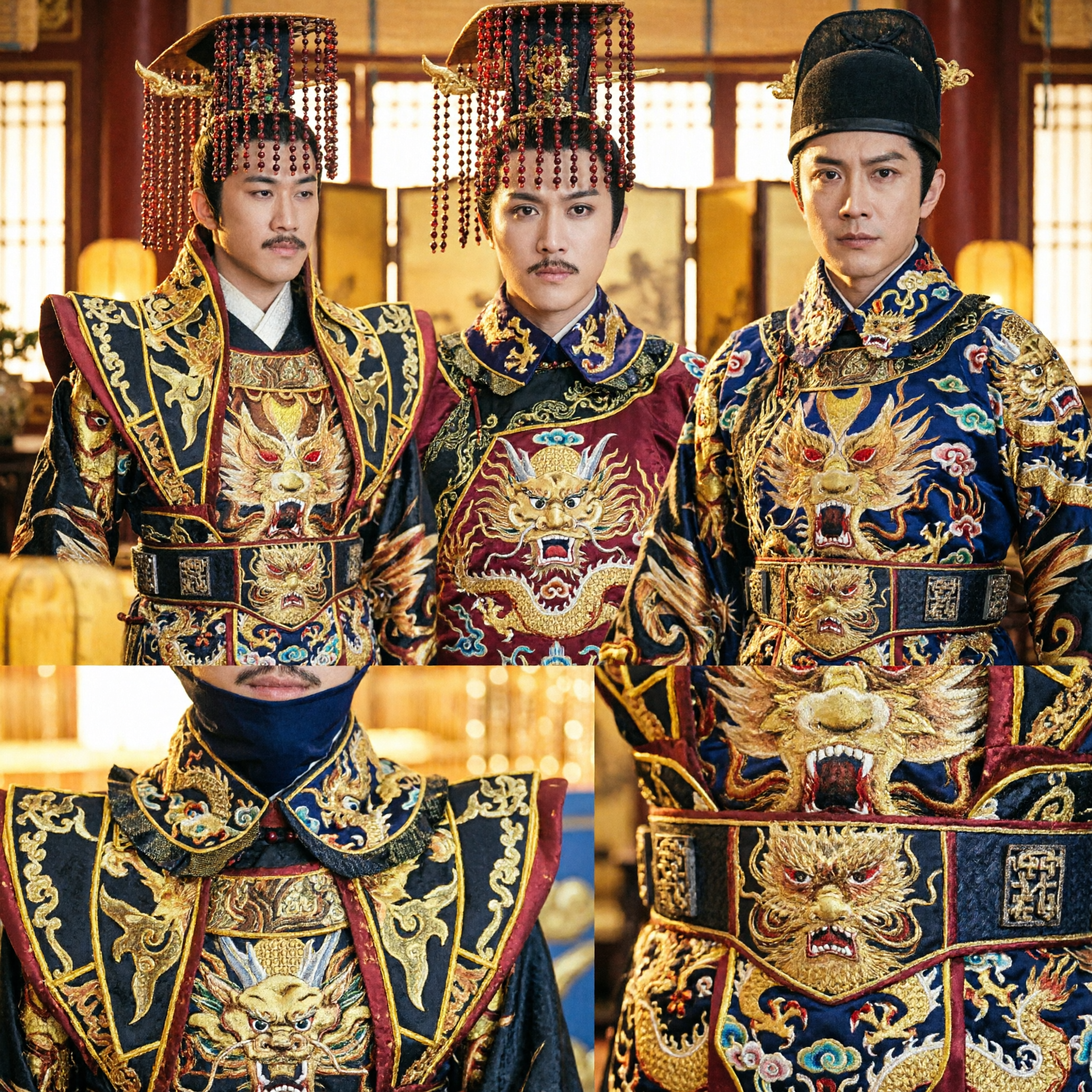 Men's Chinese Tang Dynasty Emperor Costume Black Gold Dragon Robe Hanfu for Historical Cosplay and Performance - Asian Costume