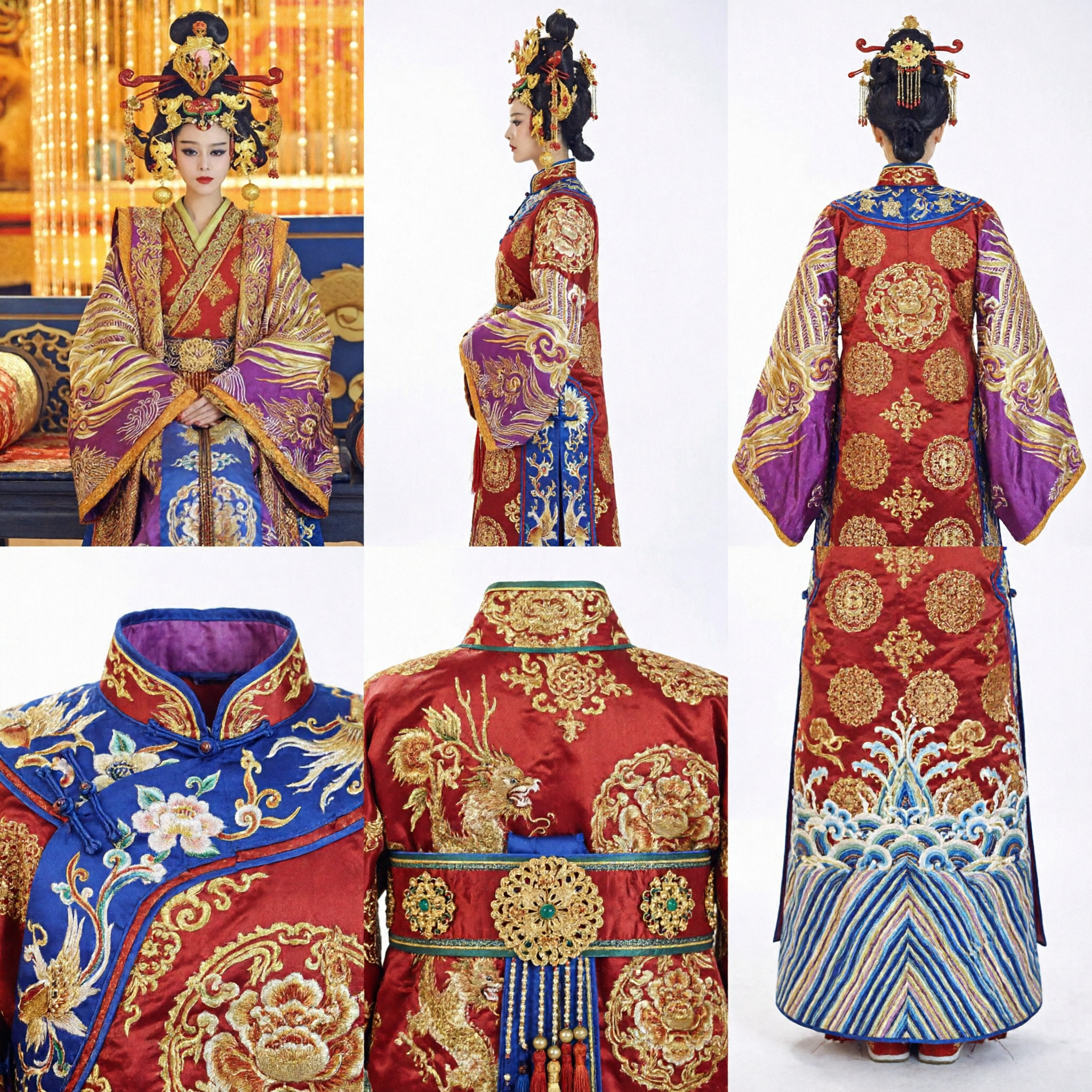 Ancient Chinese Tang Dynasty Empress Hanfu Costume Traditional Royal Palace Dress with Phoenix Crown for Women - Asian Costume