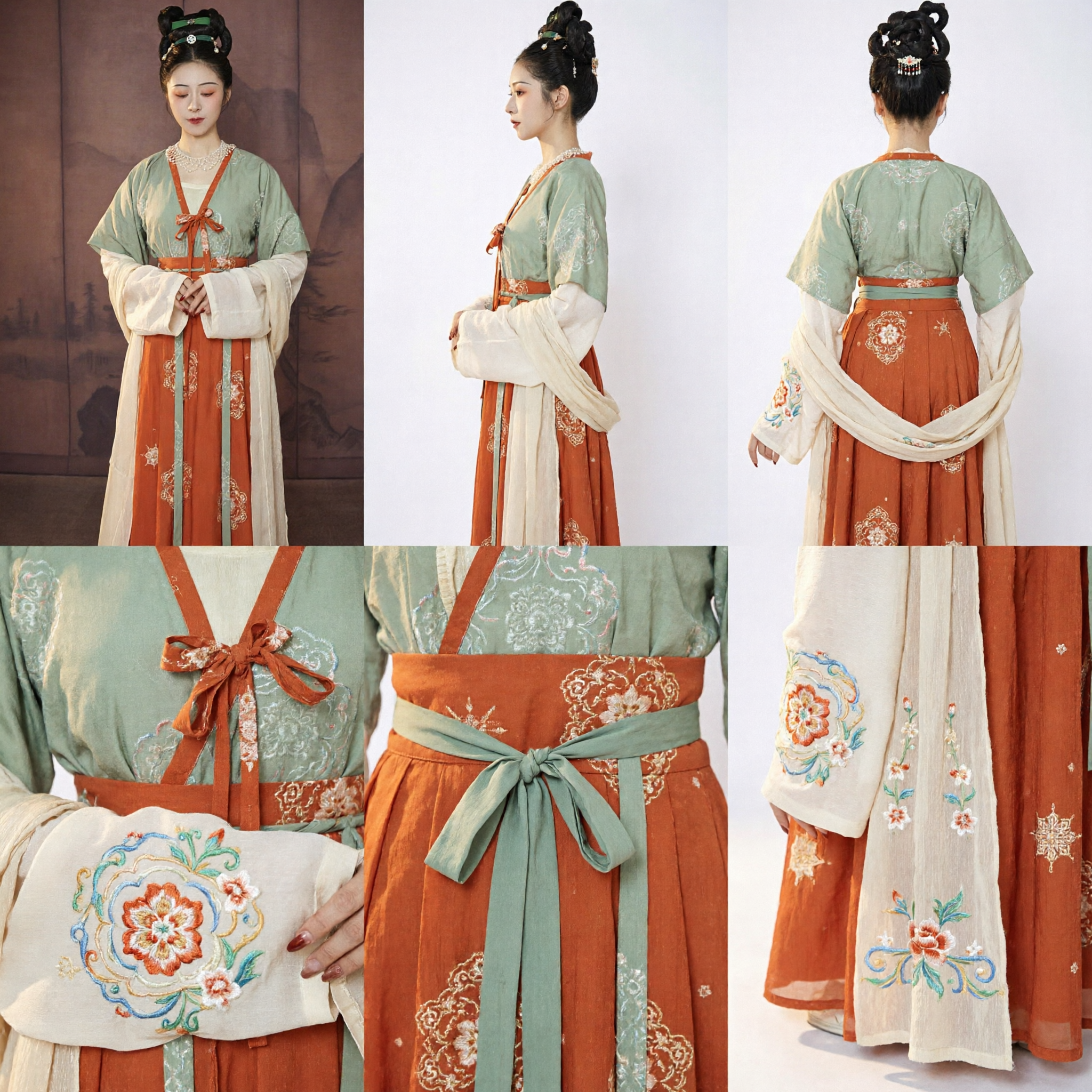 Traditional Chinese Tang Dynasty Hanfu Costume Elegant Embroidered Ruqun Ancient Palace Lady Dress for Women - Asian Costume