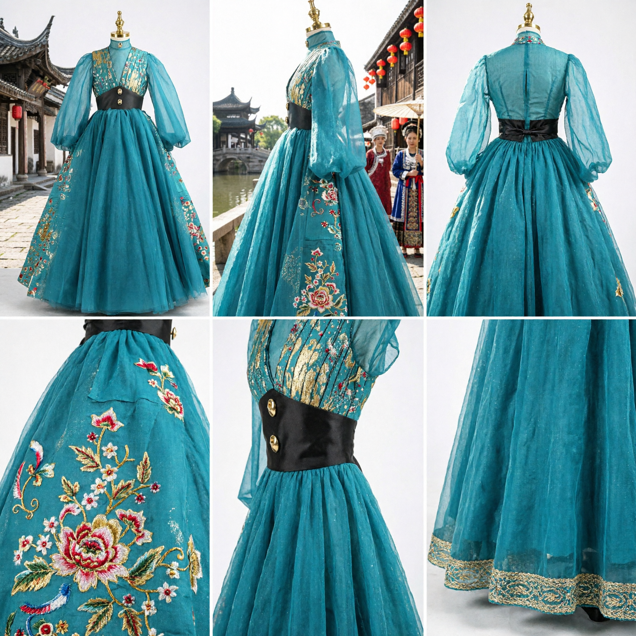 Robe traditionnelle chinoise Hanfu élégante vert d'eau pour femmes - Costume de princesse fée brodé, robe ancienne - Asian Costume