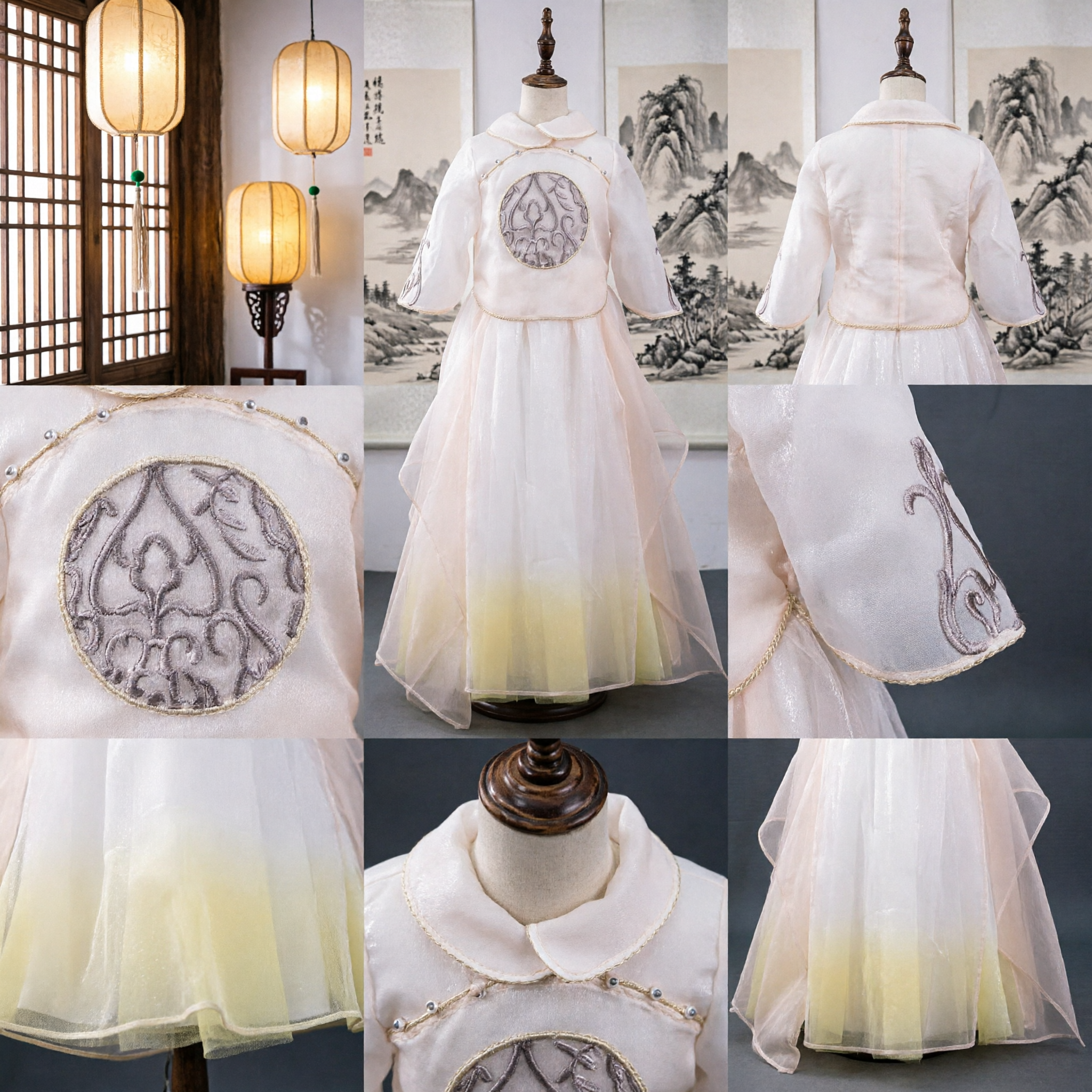 Elegant White Traditional Chinese Hanfu Costume for Women Ancient Fairy Dress Embroidered Top Gradient Skirt - Asian Costume