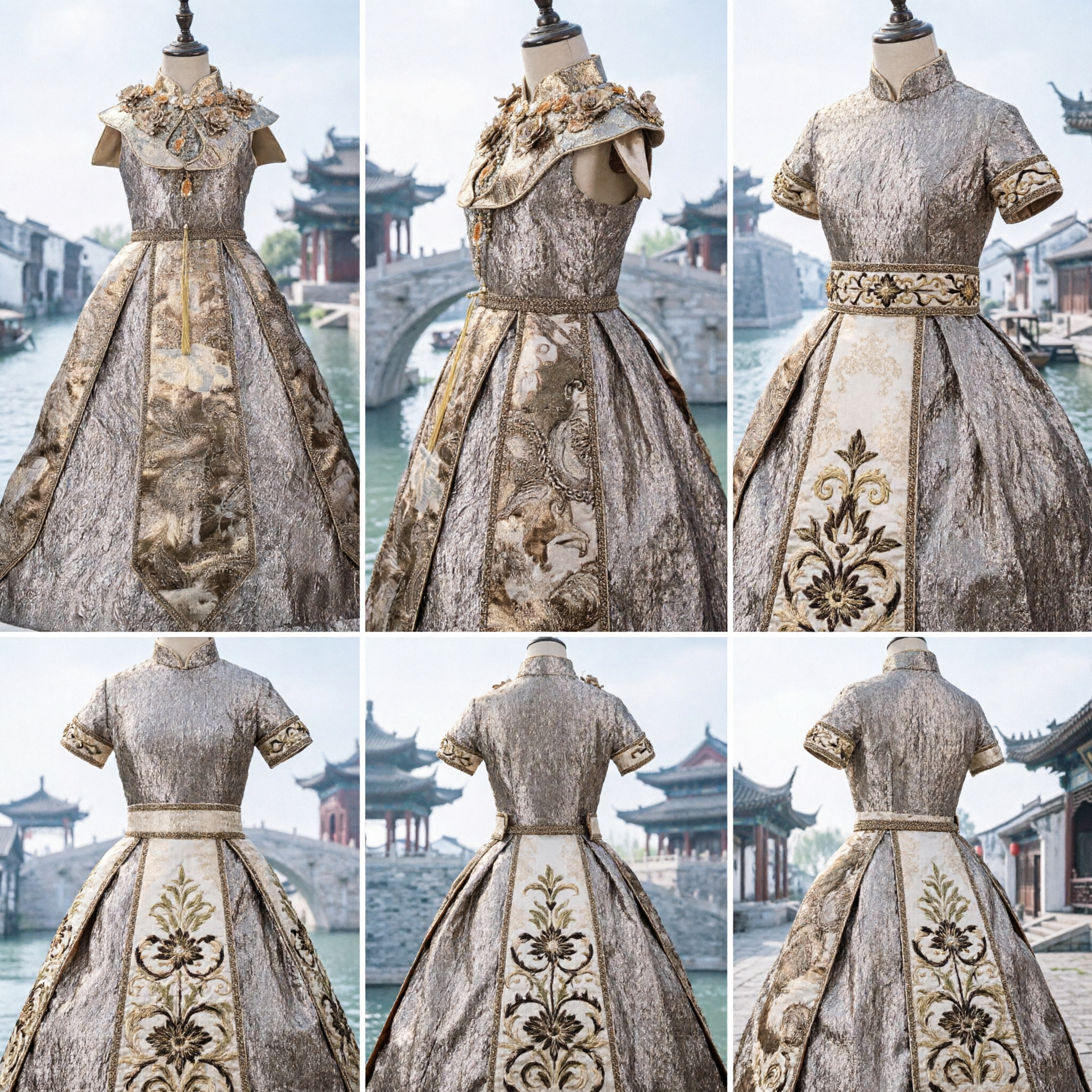 Elegant Chinese Traditional Brocade Dress Victorian Style Gown for Women Stage Performance Cosplay Formal Event - Asian Costume