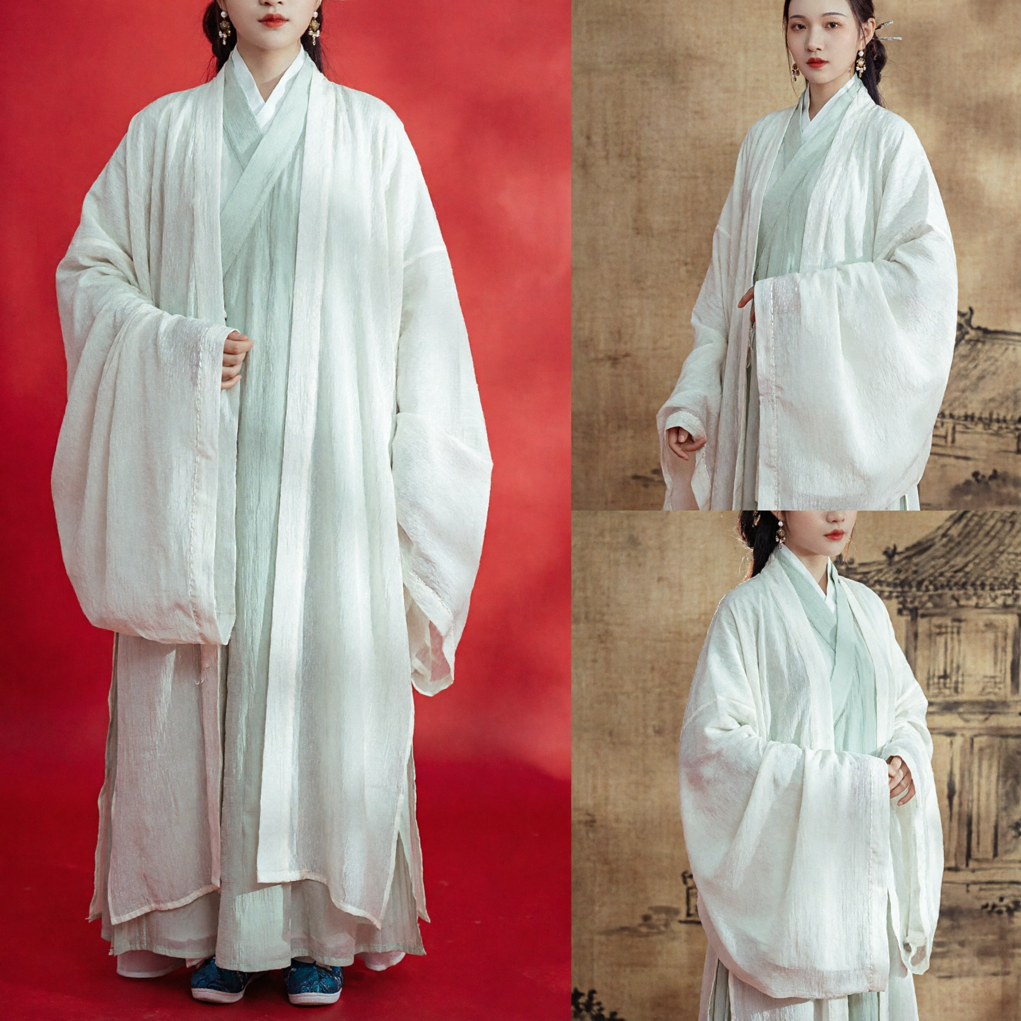 Elegant White Traditional Chinese Hanfu Ancient Costume Wide Sleeve Robe for Women Historical Cosplay Dress - Asian Costume