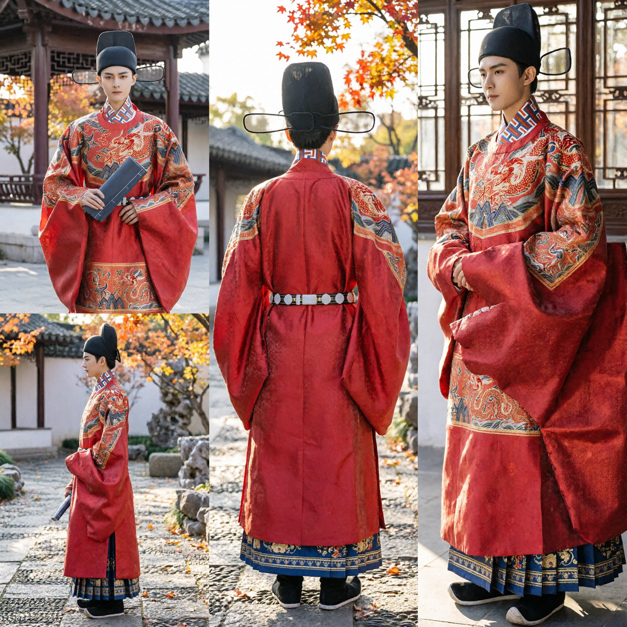 Traditional Chinese Ming Dynasty Official Costume Red Dragon Robe Hanfu for Men Historical Wedding Groom Attire - Asian Costume