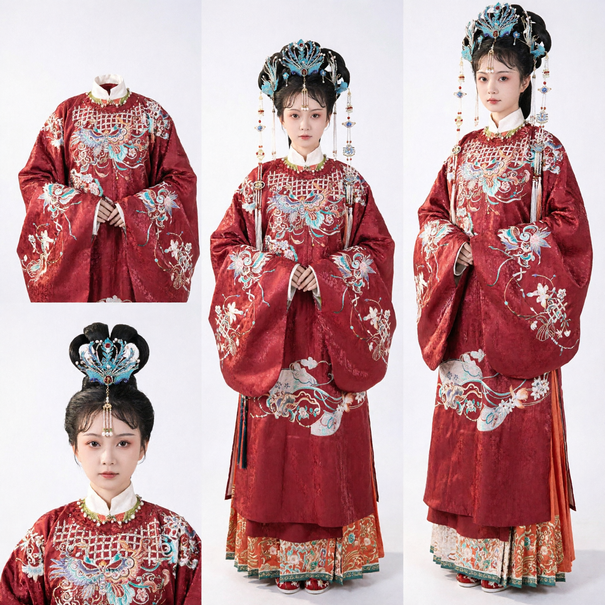 Traditional Chinese Red Wedding Dress Ming Dynasty Hanfu Embroidered Phoenix Robe Costume for Women - Asian Costume