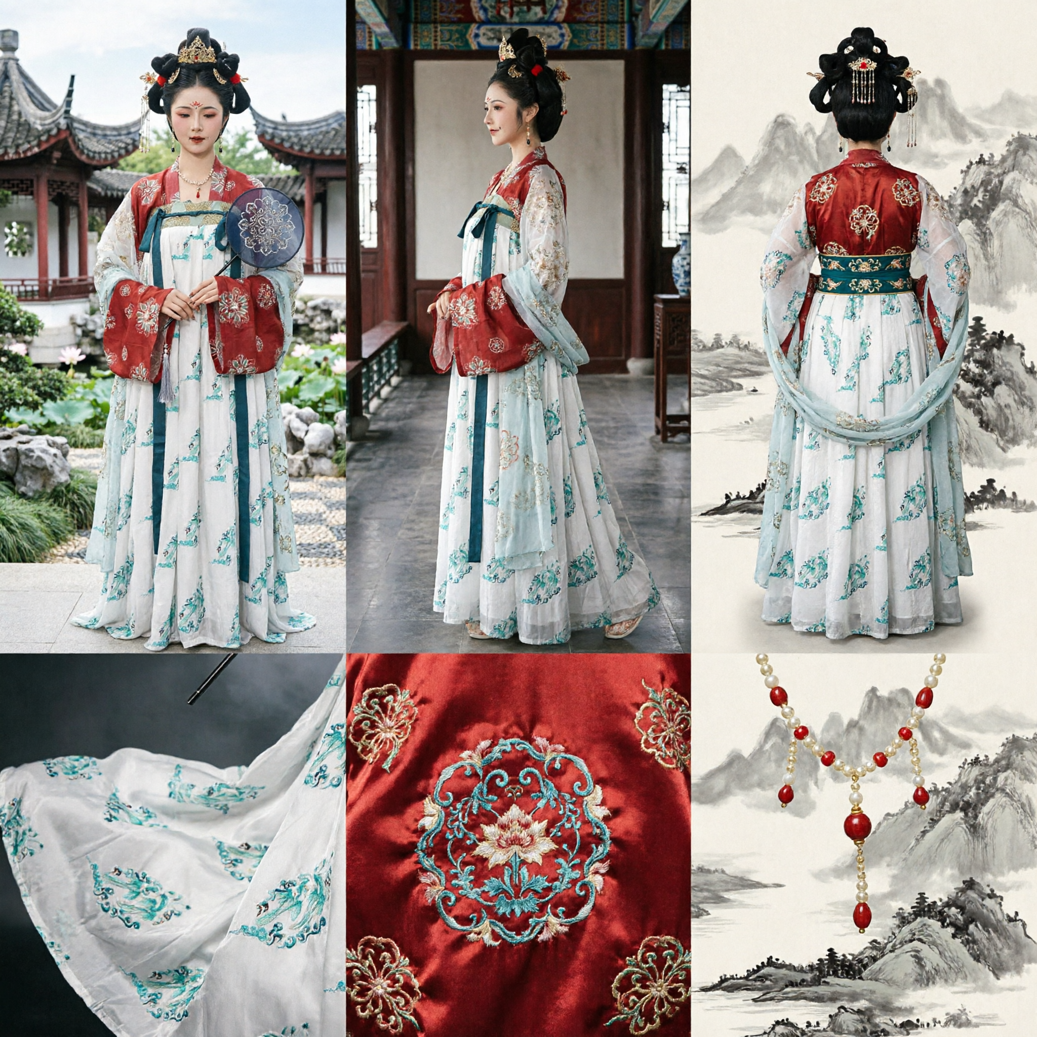 Traditional Chinese Tang Dynasty Hanfu Dress Women Ancient Princess Costume Embroidered Fairy Clothing Set - Asian Costume