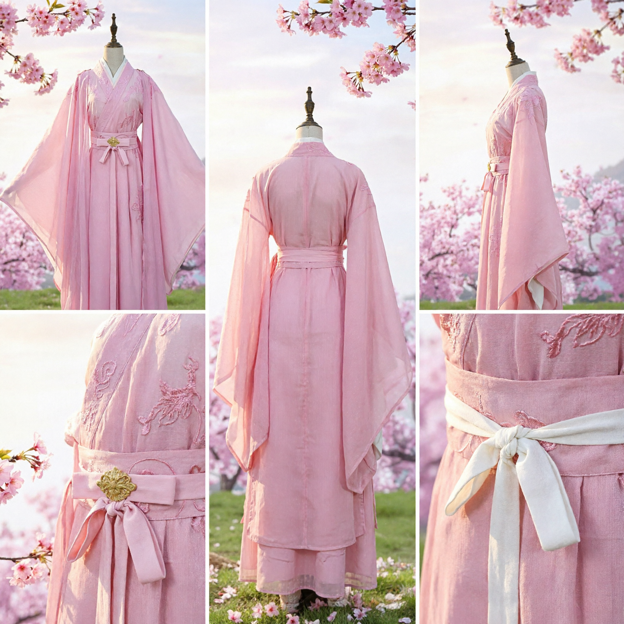 Elegant Pink Traditional Chinese Hanfu Costume Ancient Fairy Dress Wide Sleeve for Women Cosplay - Asian Costume