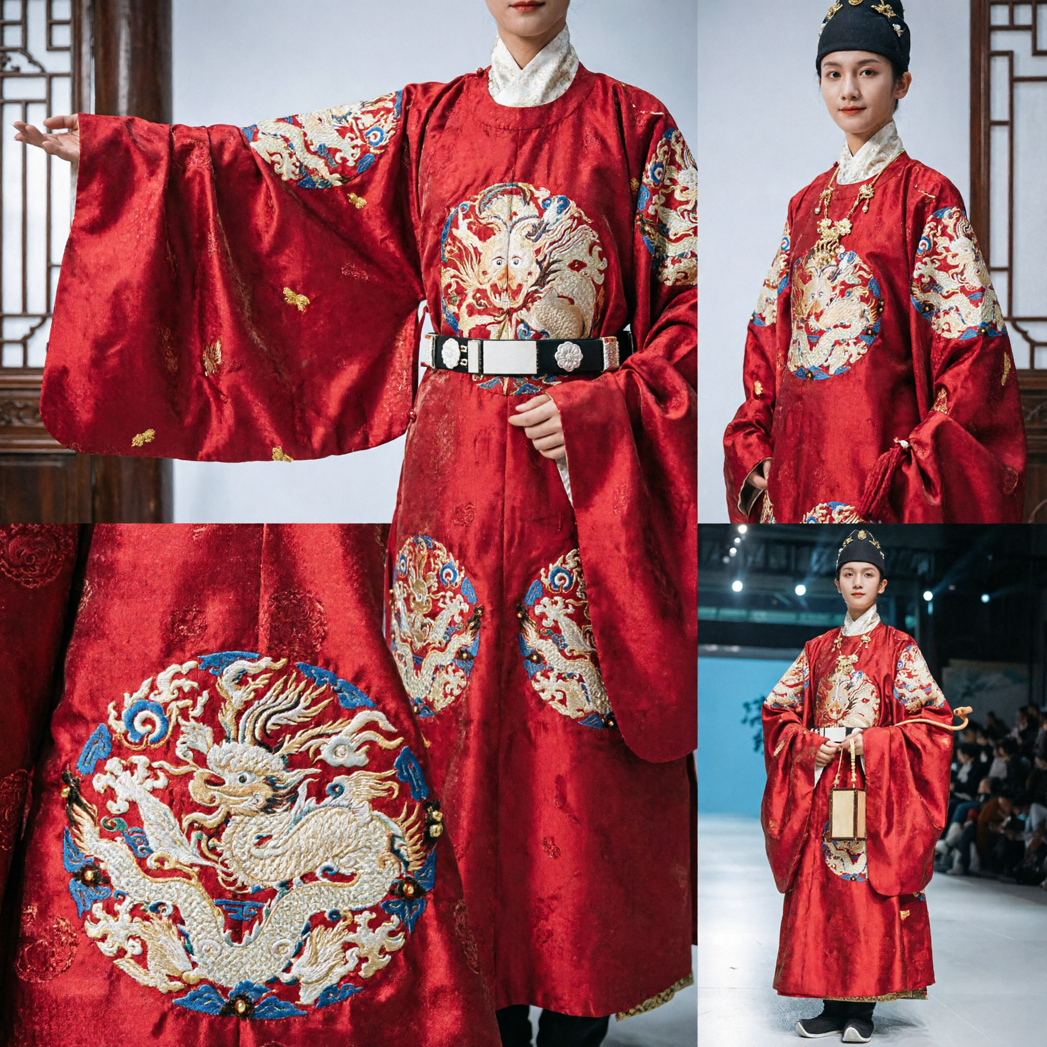 Traditional Chinese Red Wedding Groom Costume Ming Dynasty Dragon Embroidery Hanfu Robe for Men Ancient Attire - Asian Costume