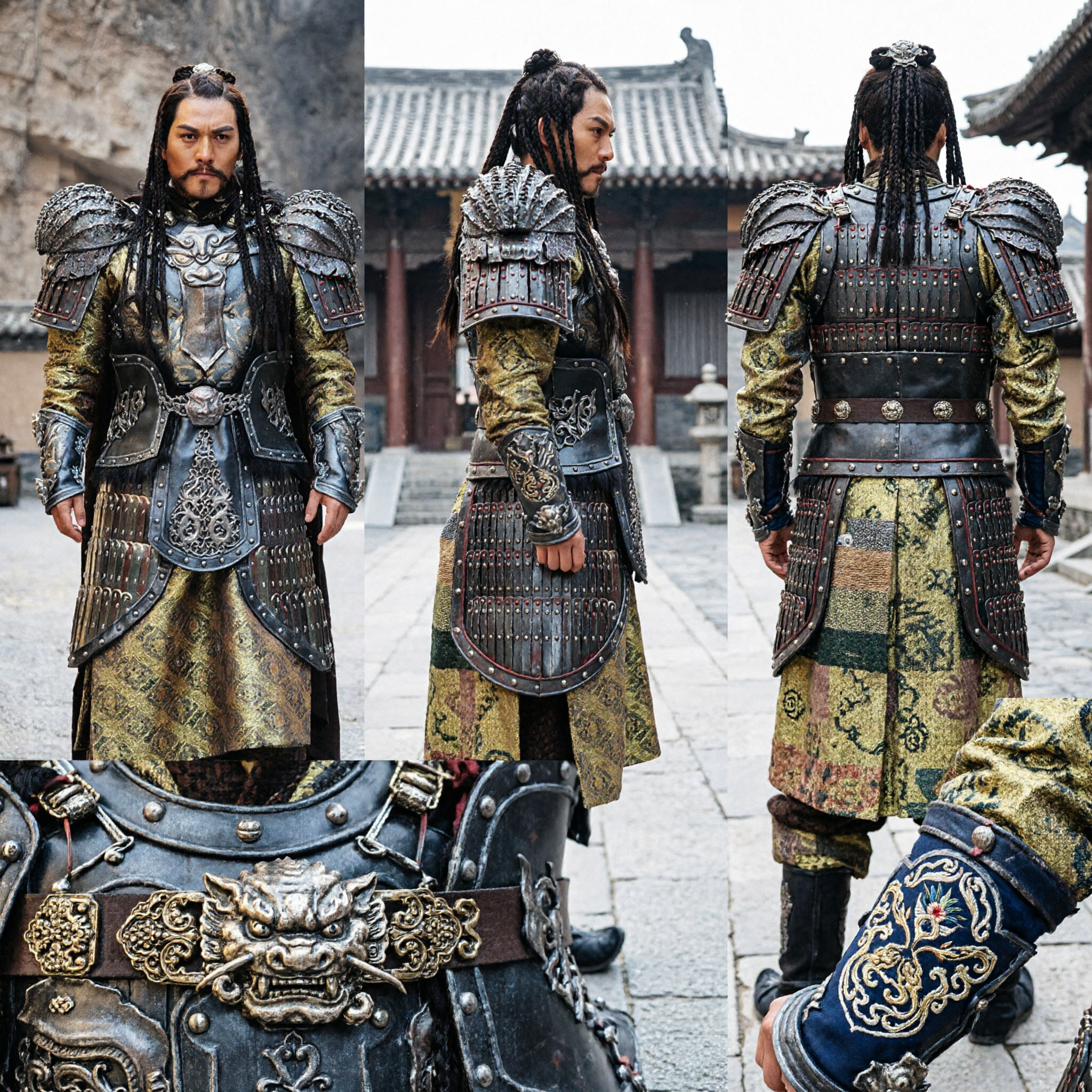 Men's Ancient Chinese General Armor Costume Historical Warrior Cosplay Outfit for Halloween and Film - Asian Costume